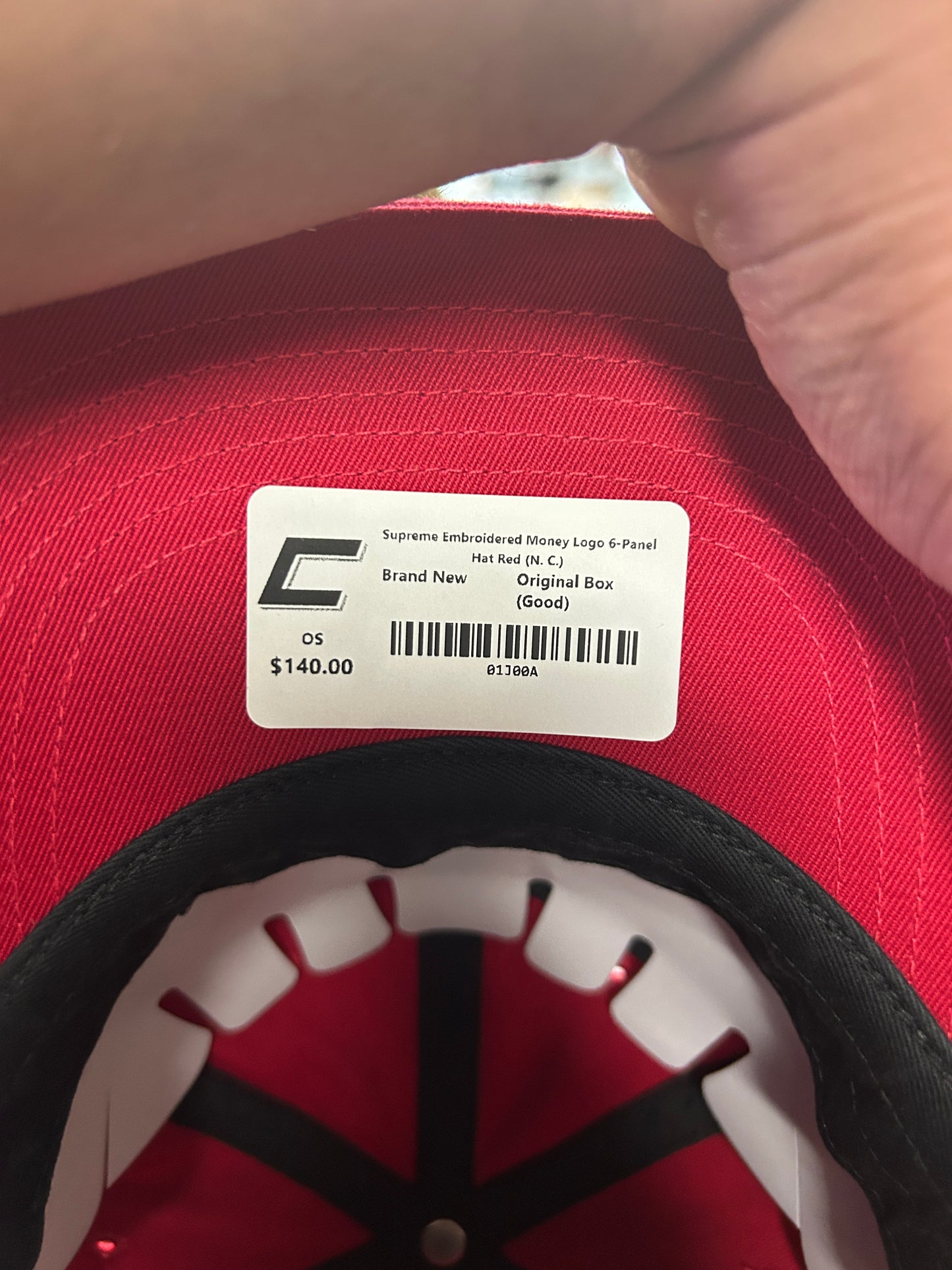 Supreme Embroidered Money Logo 6-Panel Hat Red (N. C.)