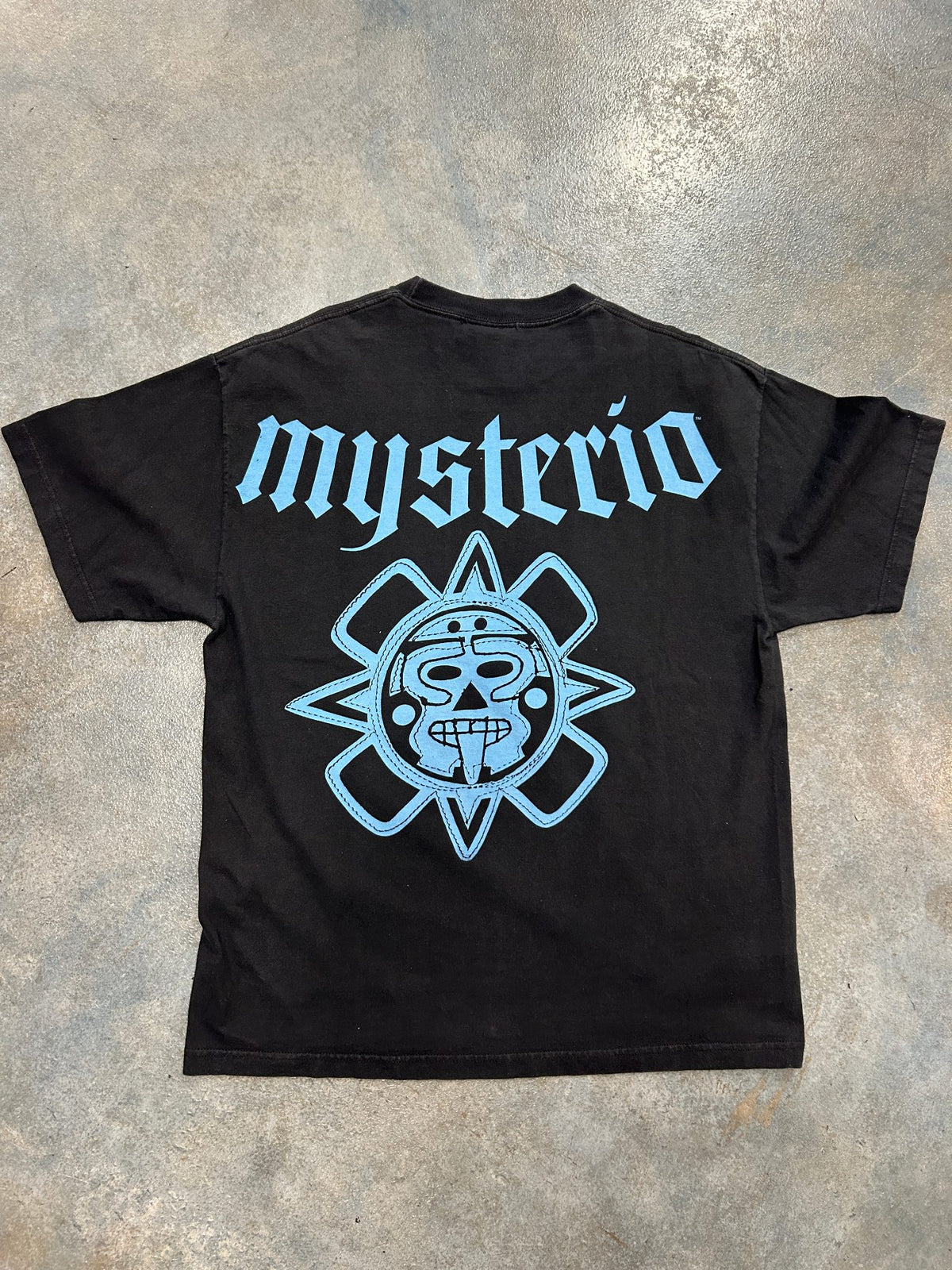 Vintage 2008 Rey Mysterio WWE All OverPrint Black Tee