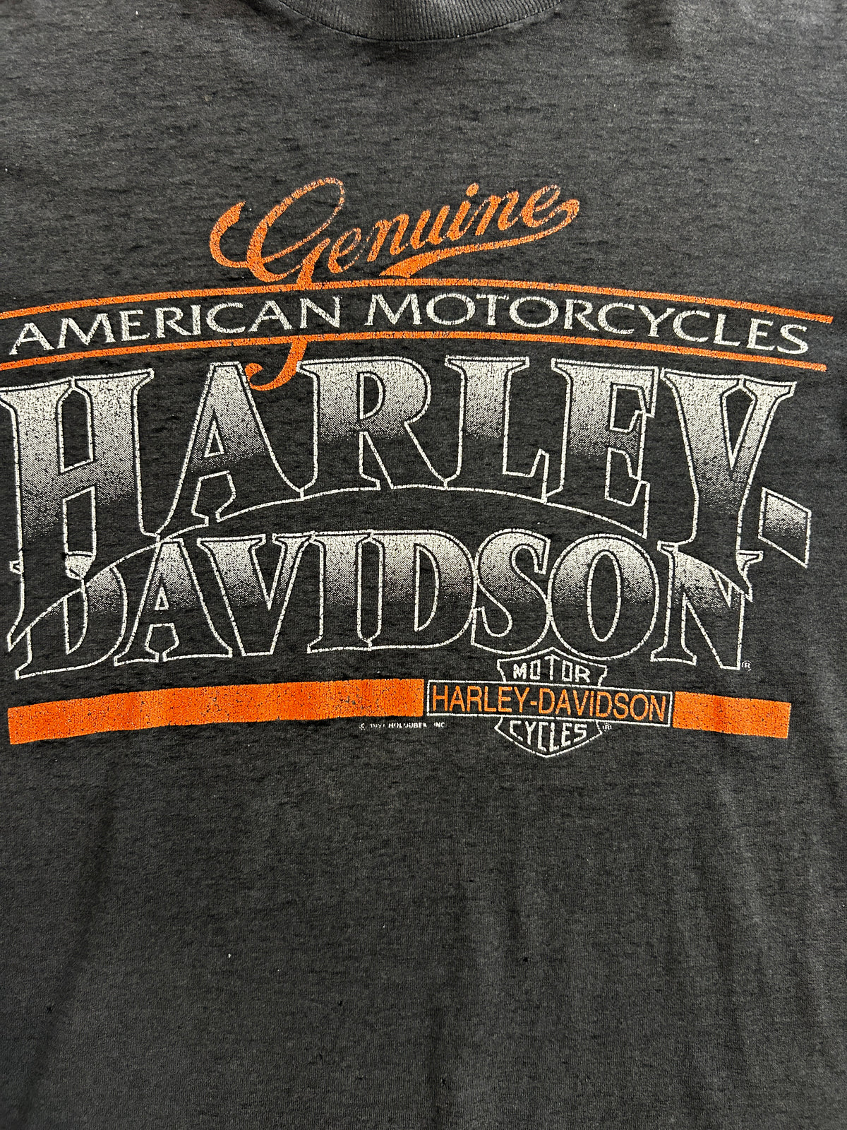 Vintage Genuine American Motorcycles Harley Davidson Gray Tee