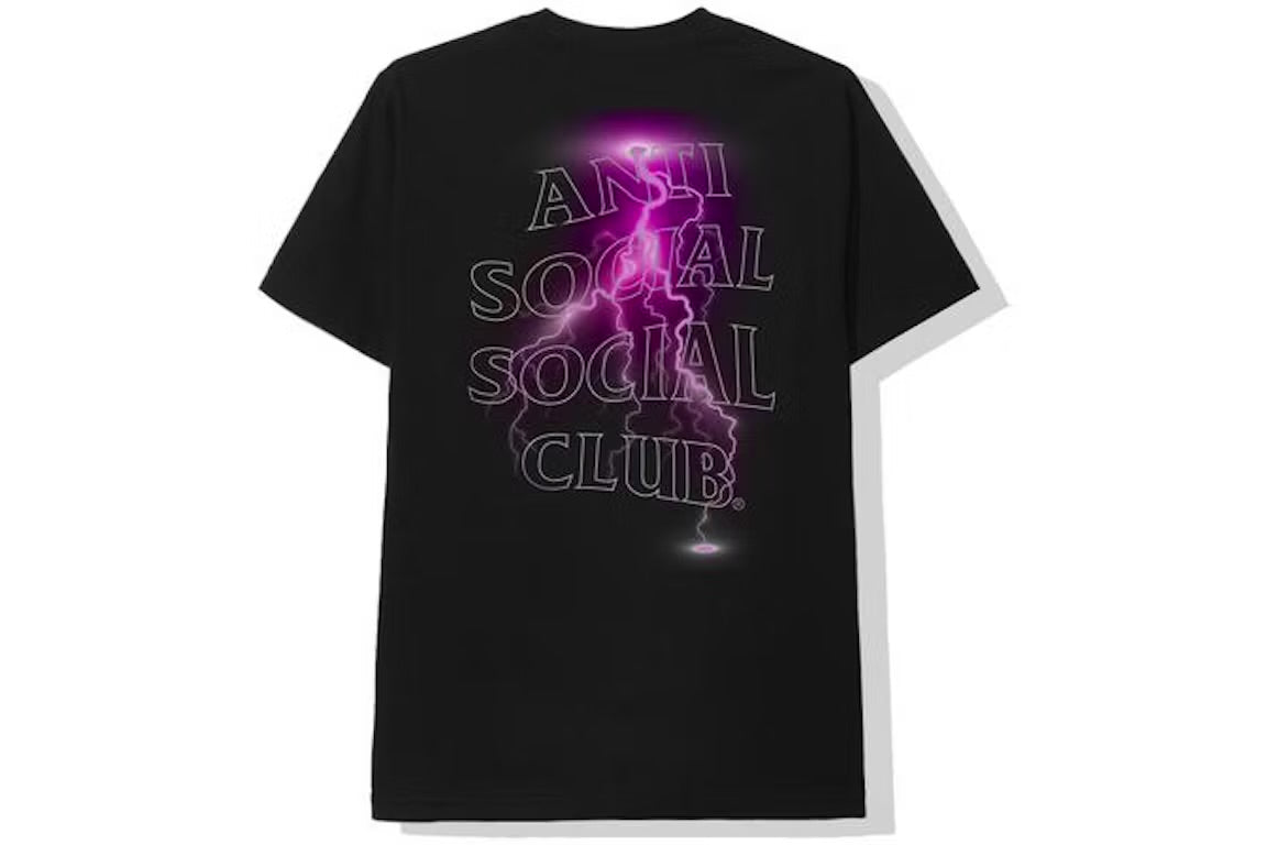Antisocial purple lightning Black Tee