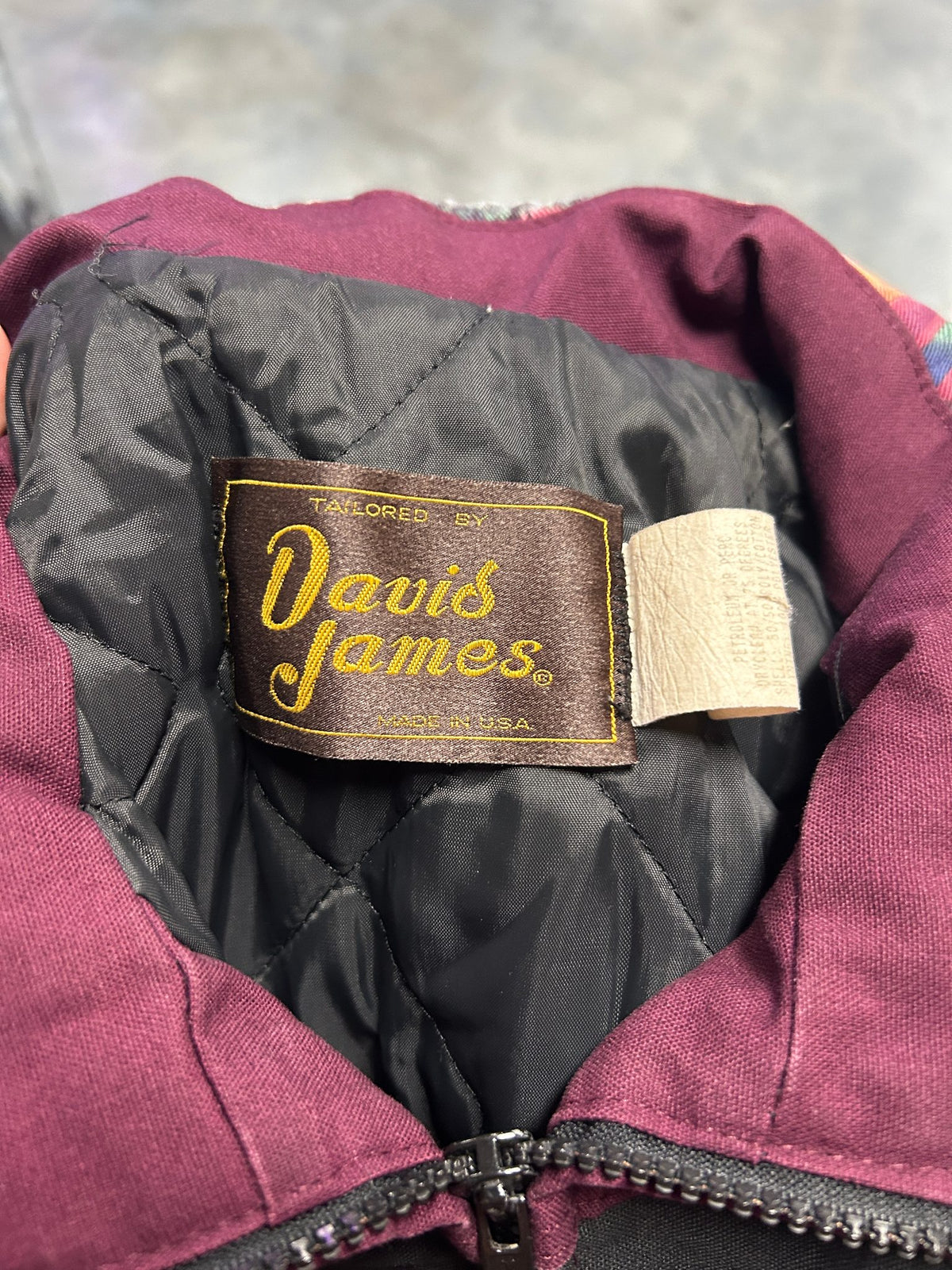 Vintage David James Maroon/Black Southwestern Aztec-Print Jacket