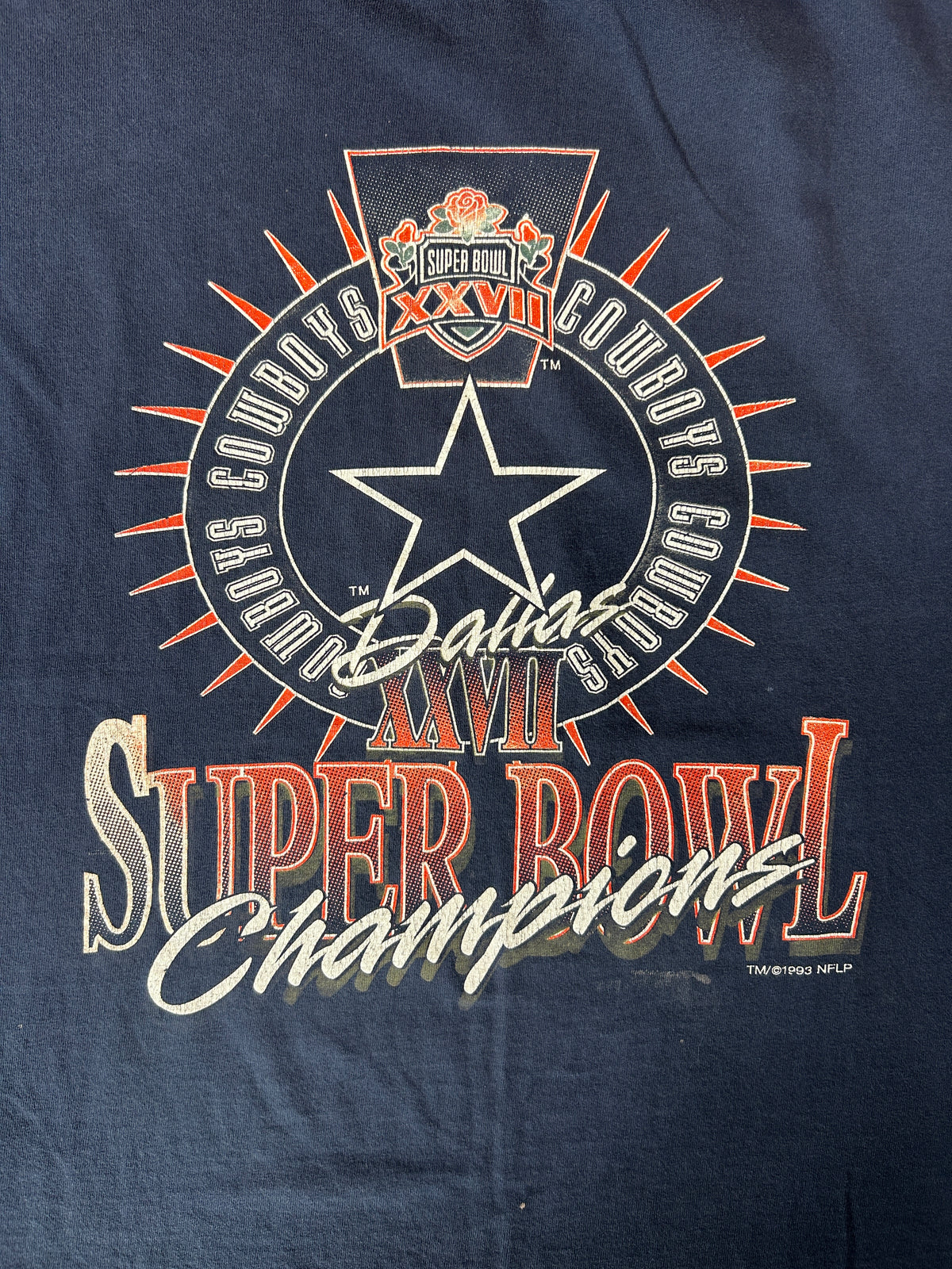 Vintage 1993 Dallas Cowboys Super Bowl Champs Single Stitch Navy Tee