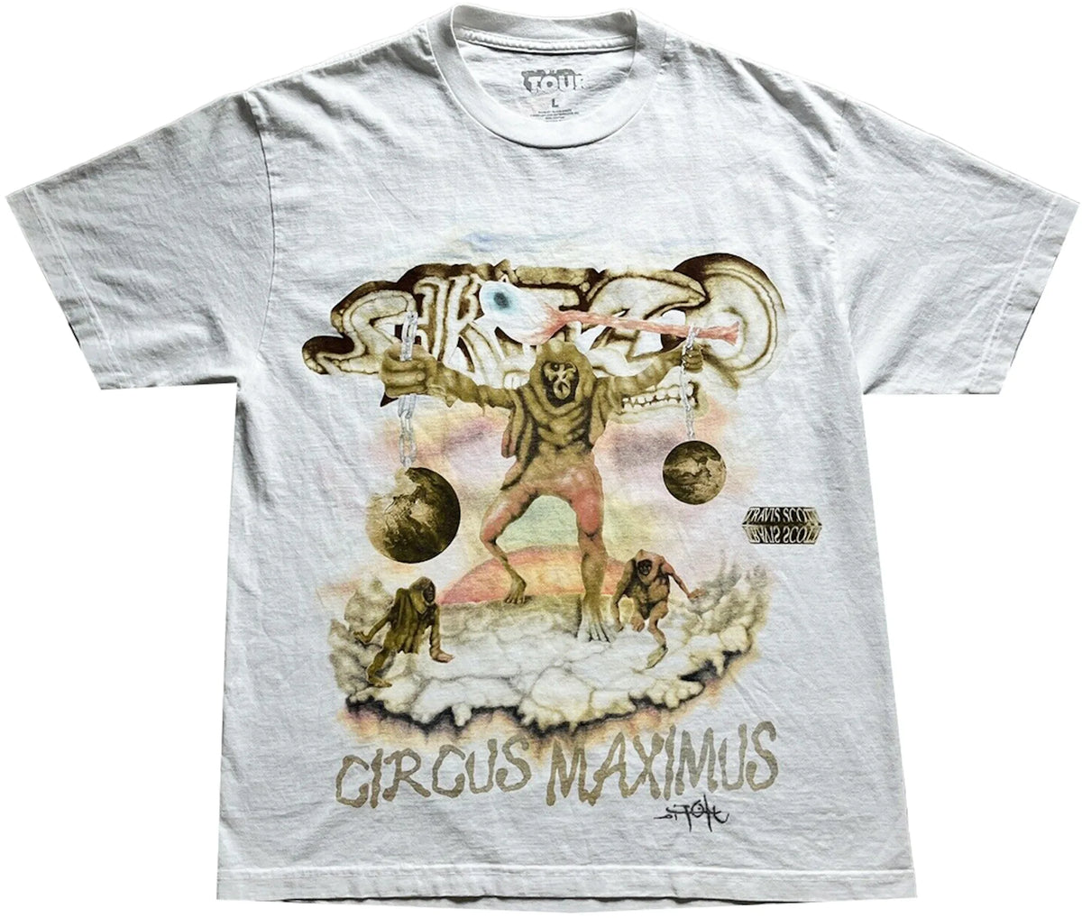 Travis Scott Utopia Tour Skitzo Circus Maximus Tee White