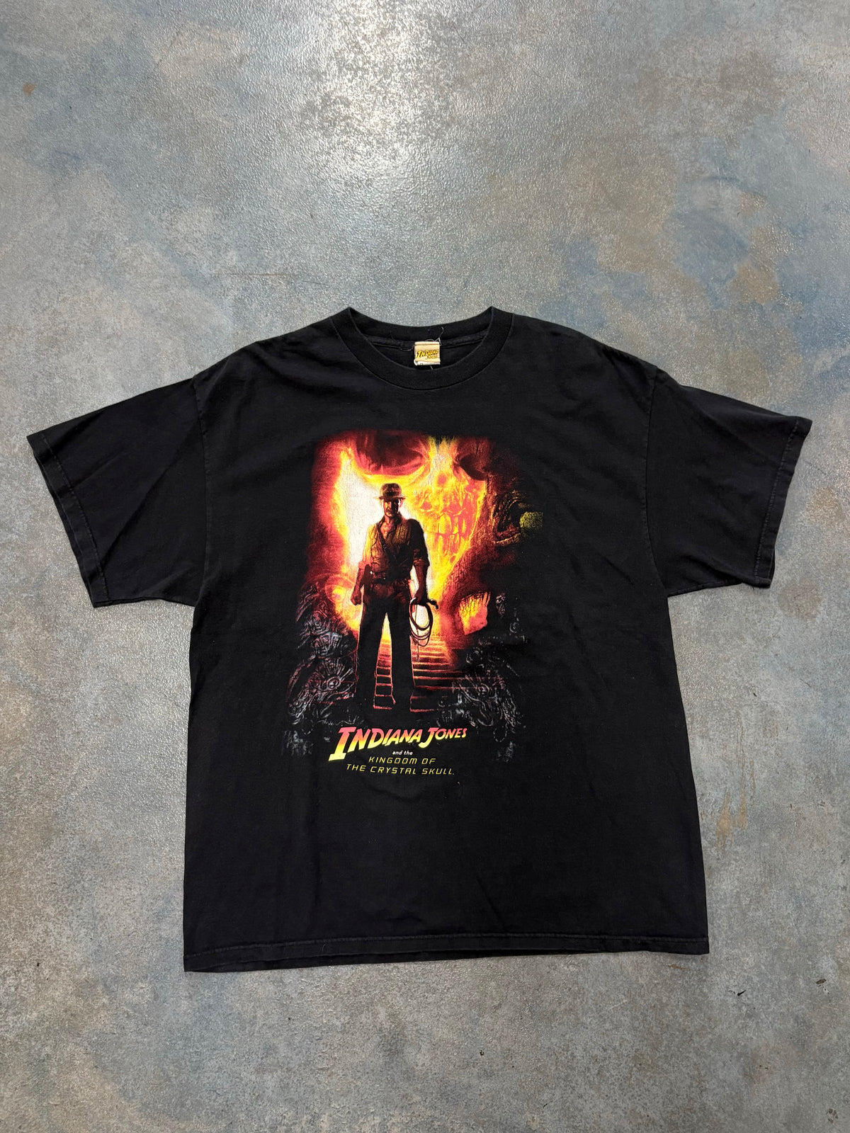 Vintage Indiana Johnson Kingdom Of The Crystal Skull Movie Promo Black Tee