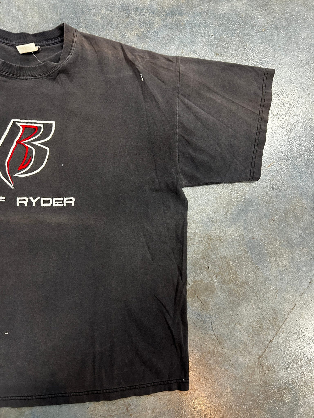 Vintage Y2K Ruff Ryders Embroidered Logo Black Tee