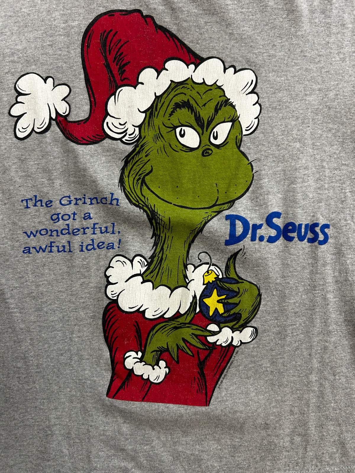 Vintage Dr Seuss "The Grinch Got A Wonderful Awful Idea!" Gray Tee