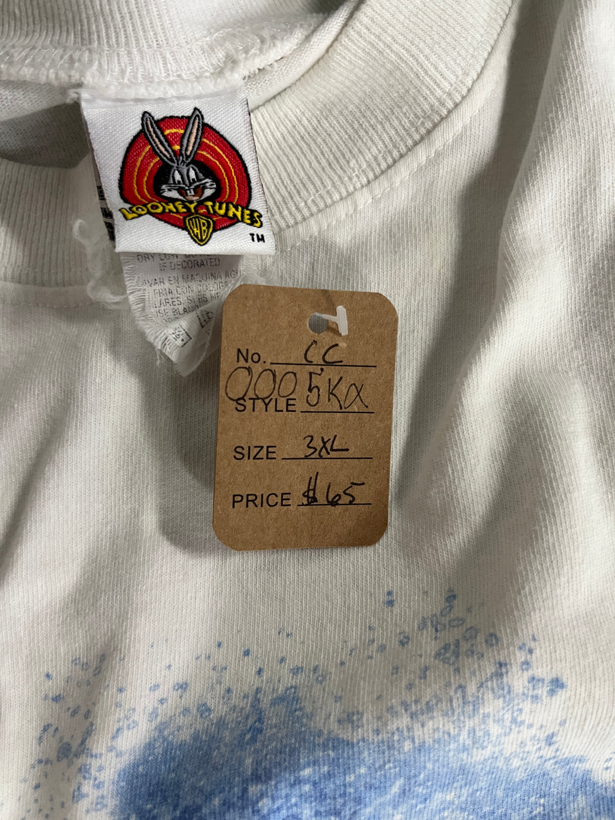 Looney Tunes Hardcore Surfing Solid White Sleeveless Tee With Tasmanian Devil B38