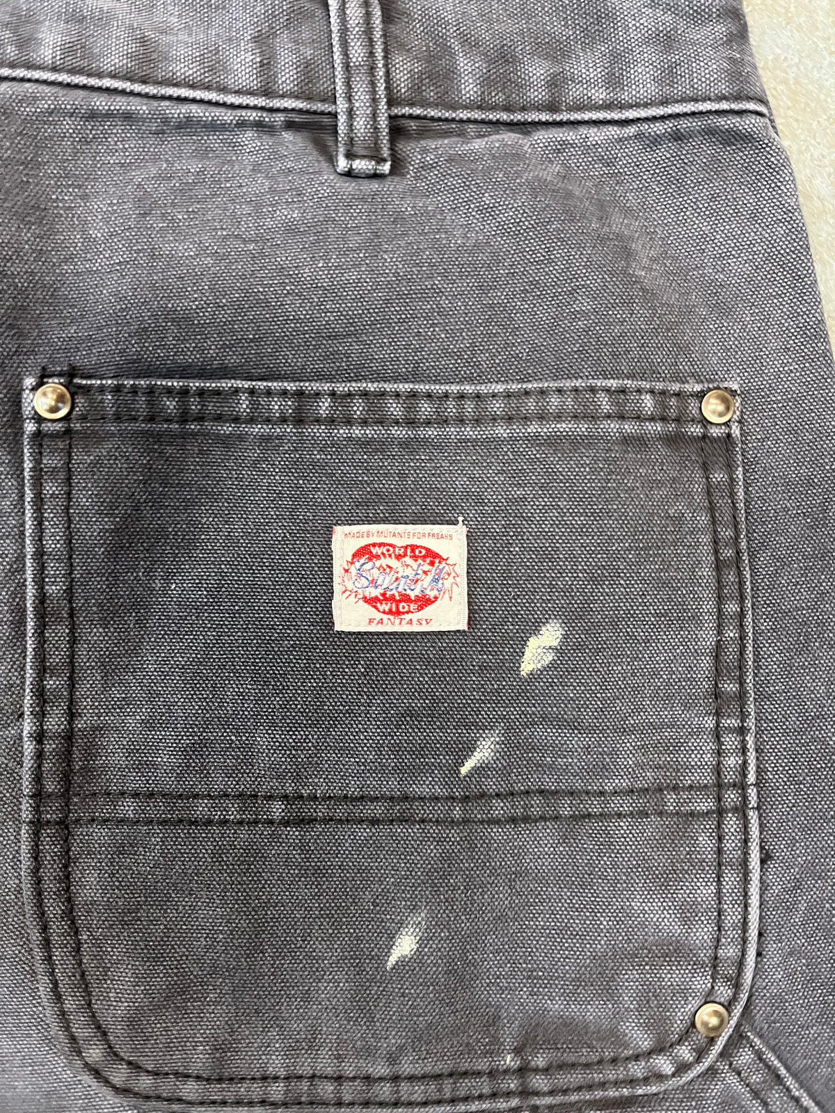 SAINT MXXXXXX Straight Leg Distressed Cotton Black Shorts 36W