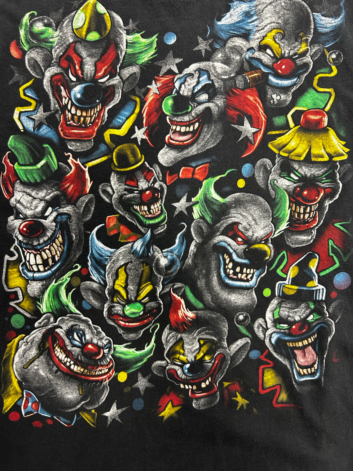 Vintage Clown Faces Sleeveless Black Tee