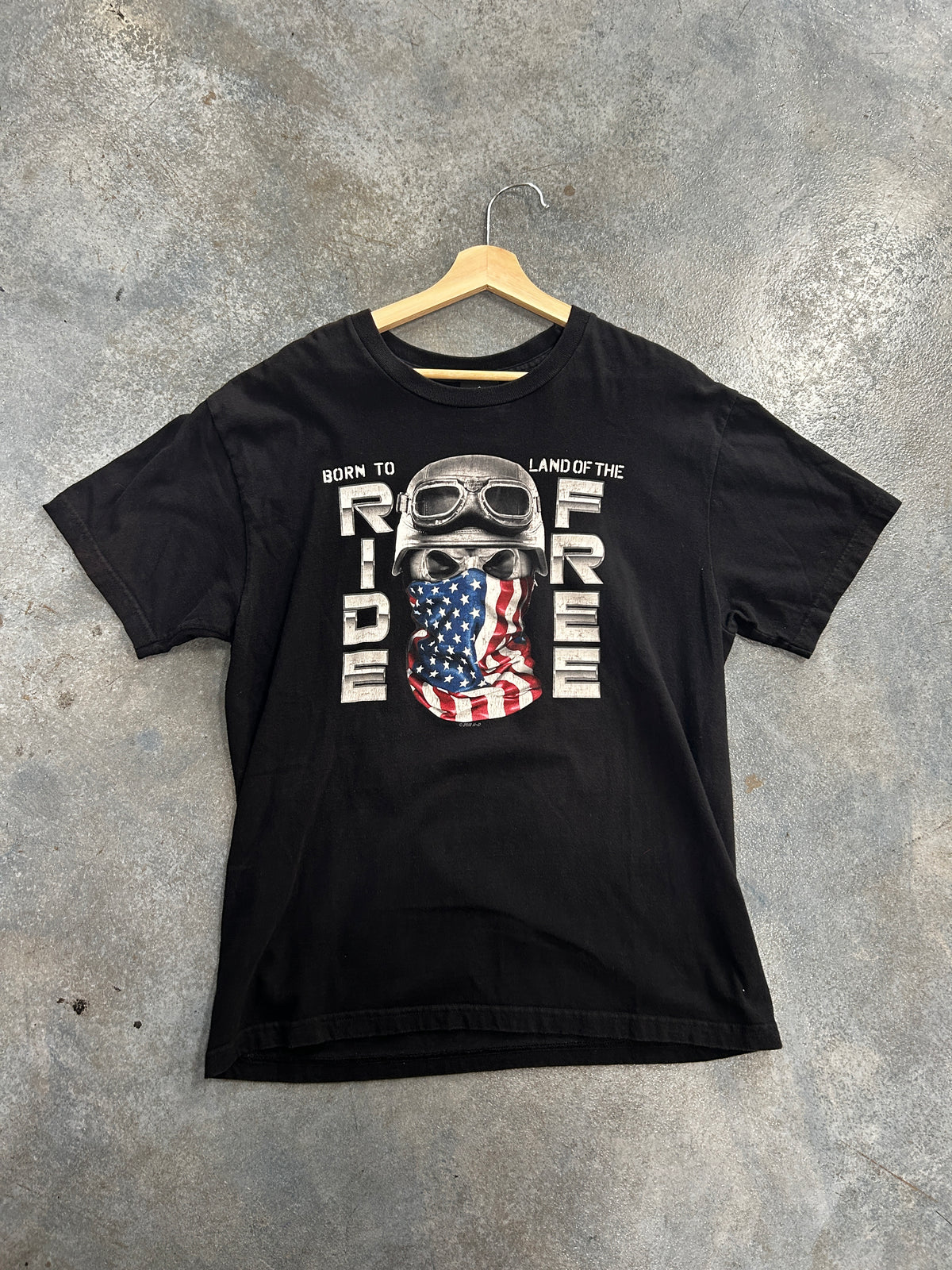 Vintage "Born To Ride Free" Harley Black Tee