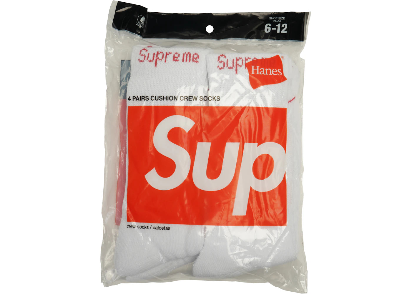 Supreme Hanes Crew Socks (4 Pack) White (YA)