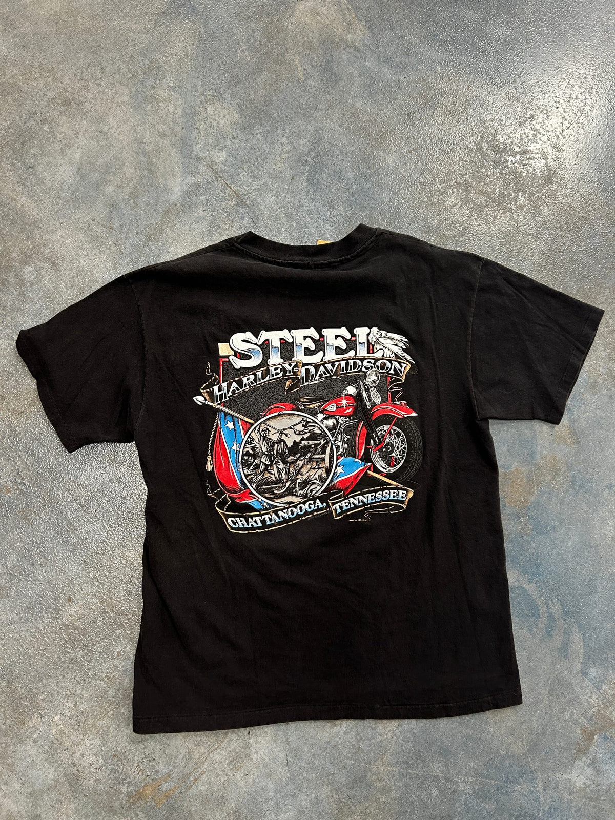 Vintage 1996 Harley Davidson LongHorn Skull Black Tee