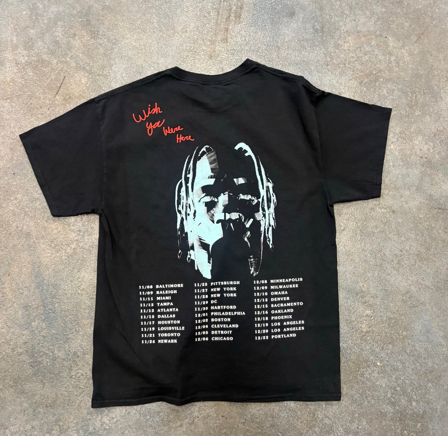 Travis Scott 'Astro World Tour Wish You Were Here' tee B36