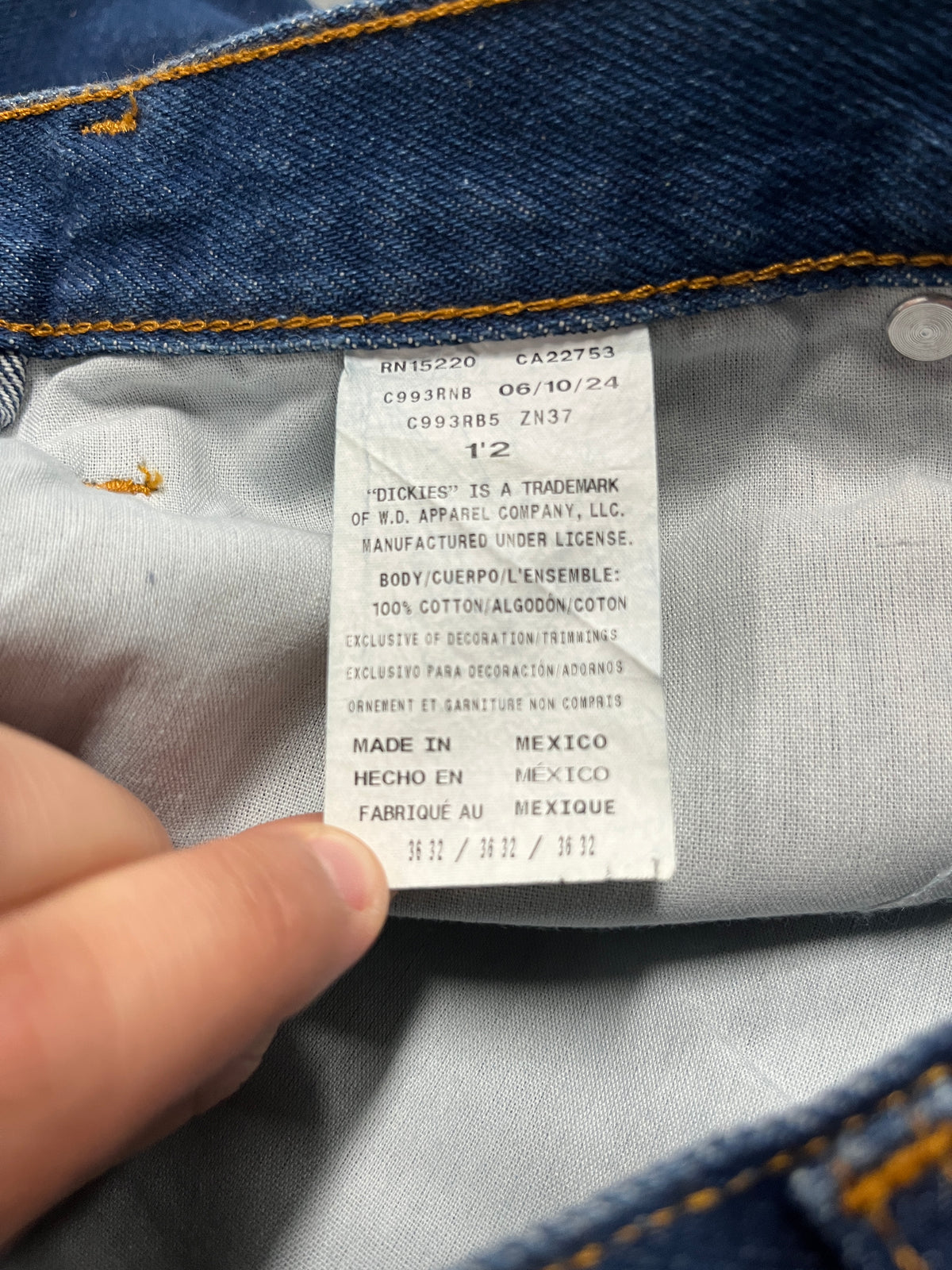 New Dickies Jeans, Navy Denim 36x32