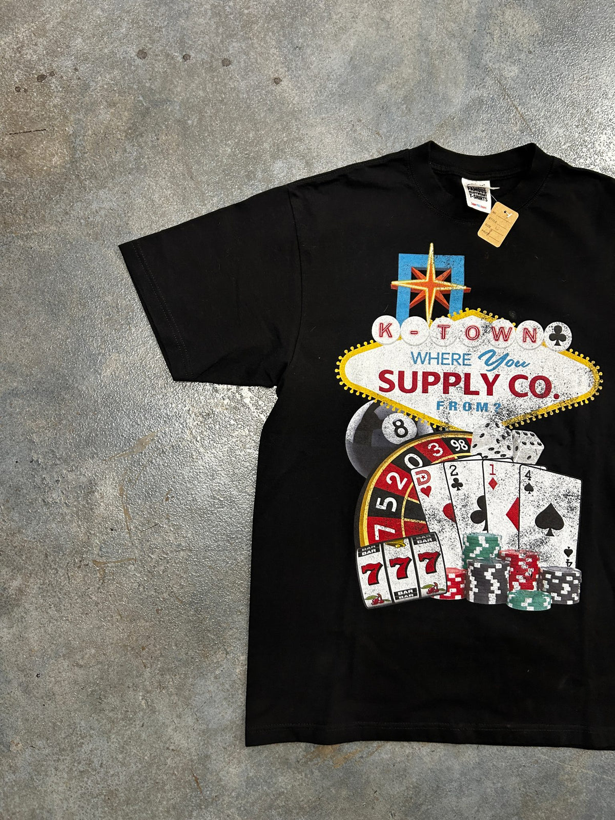 K-Town Supply Co "WHERE YOU FROM LAS VEGAS" Casino Shaka wear Black Tee