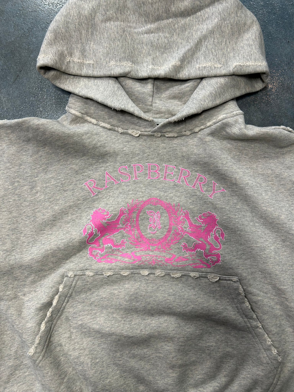 Rapberry Gray Hoodie Pink Lettering