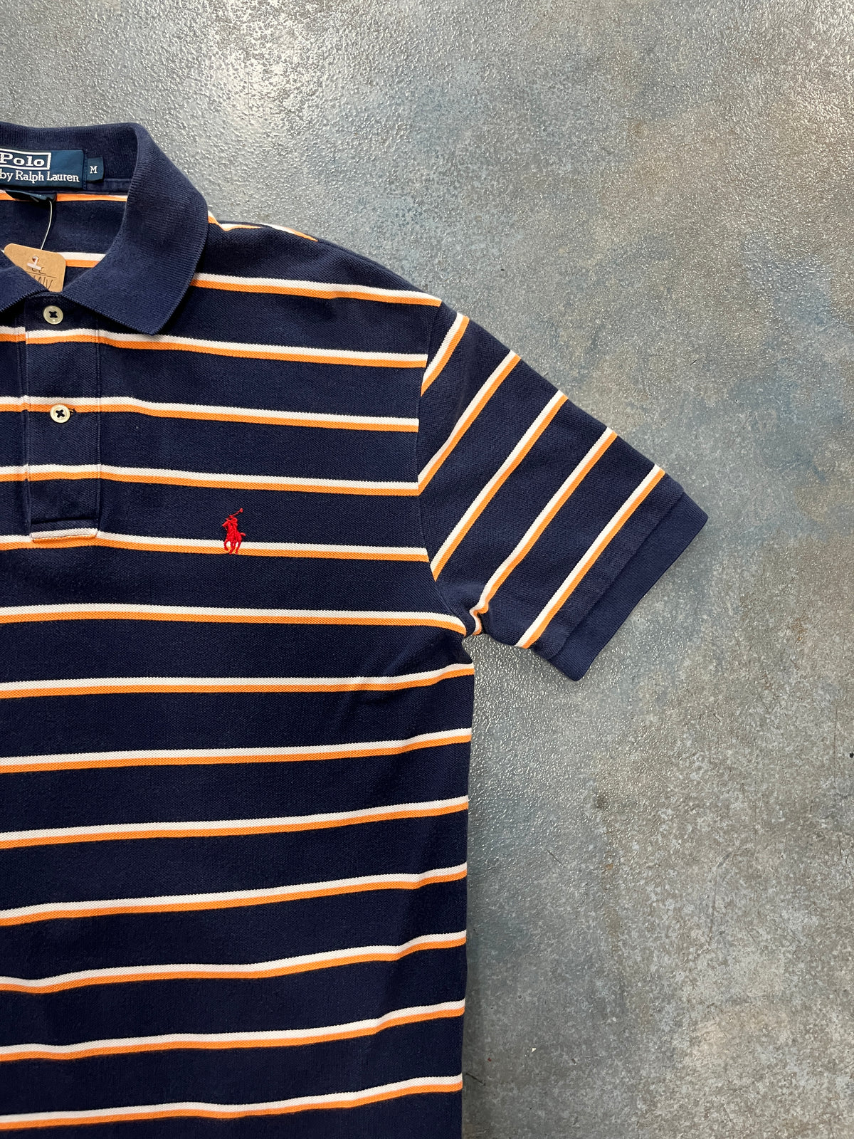 Polo Ralph Lauren Navy Blue Orange Stripes Red Symbol B38