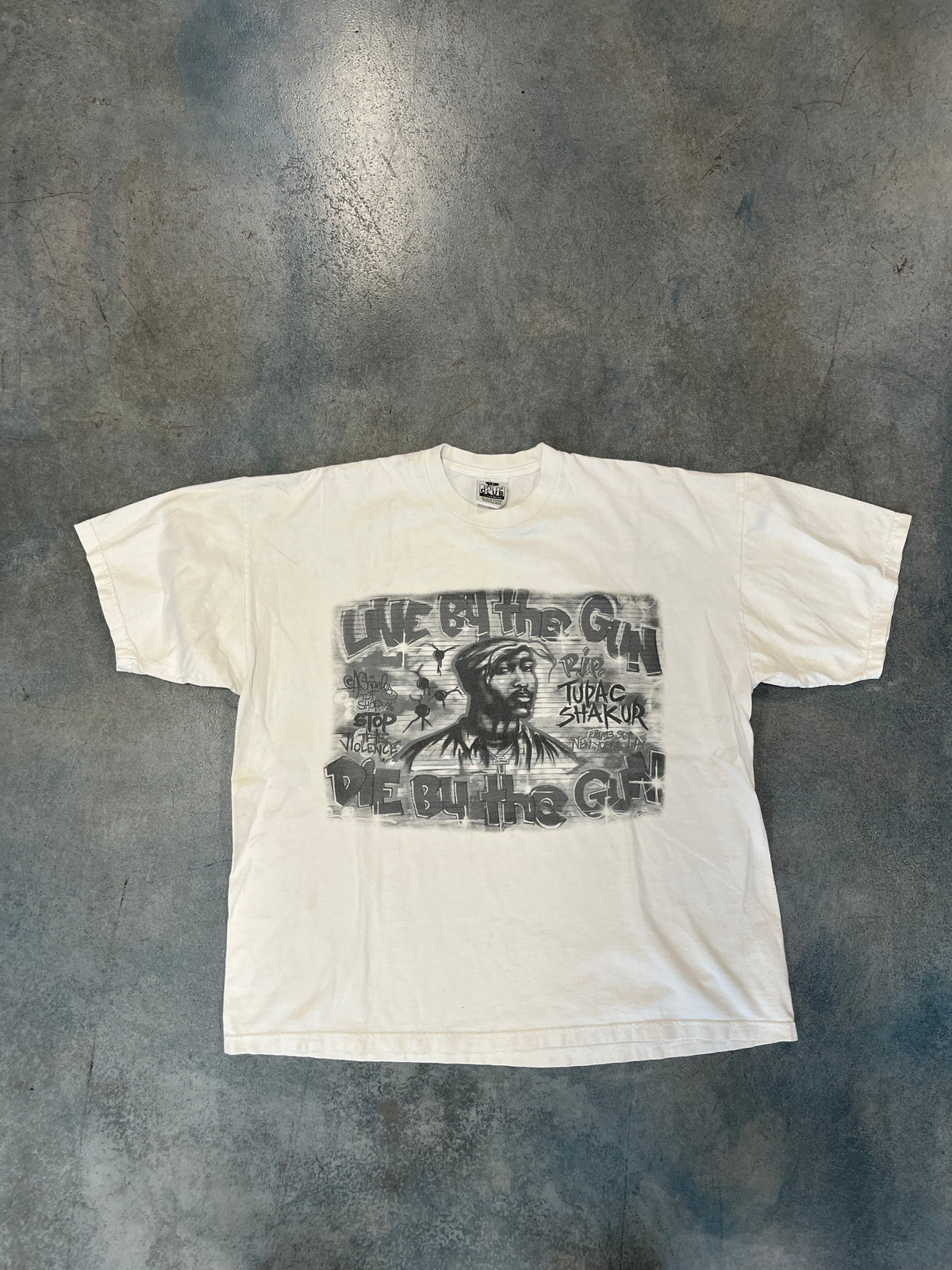 Tupac Memorial "Live By the Gun, Die By the gun" White Tee OTF