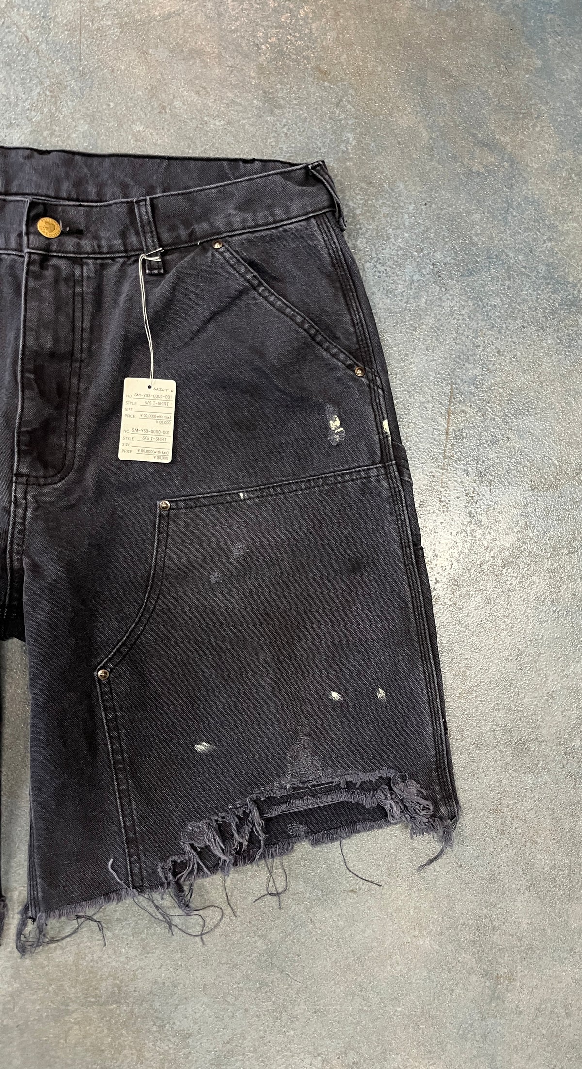 SAINT MXXXXXX Straight Leg Distressed Cotton Black Shorts 36W
