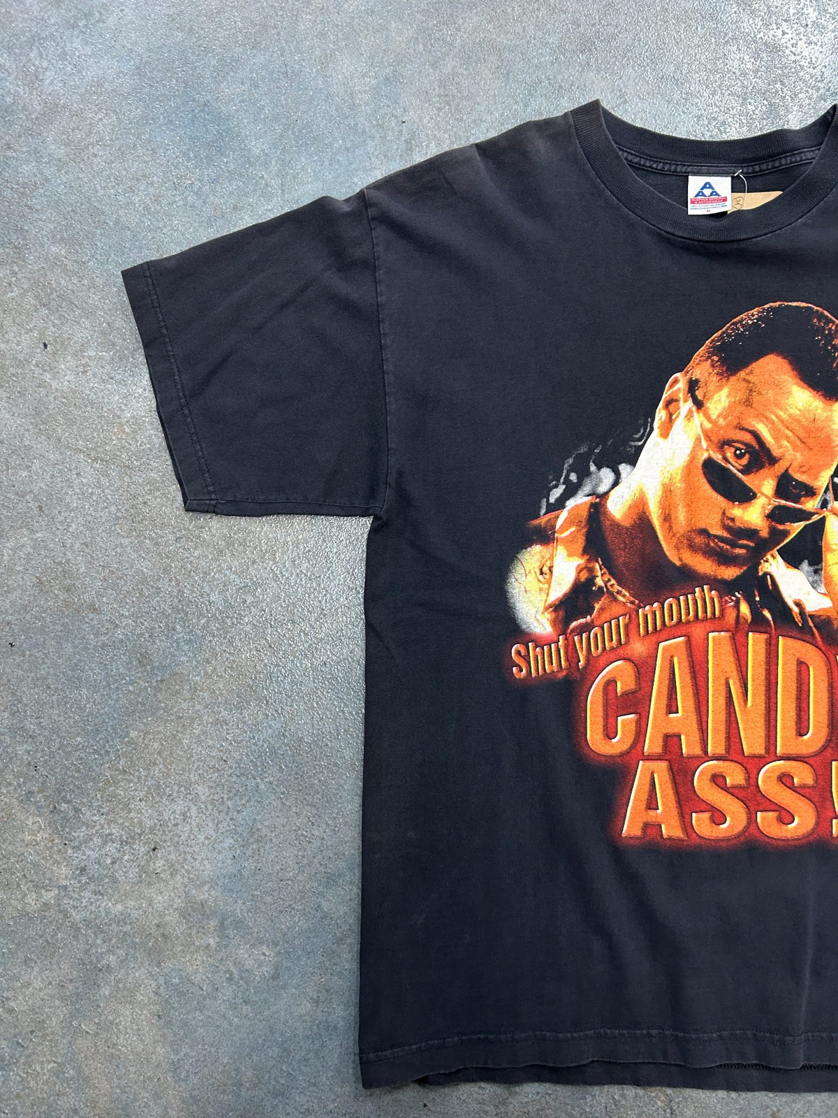 Vintage 1998 The Rock "SHUT YOUR MOUTH CANDY ASS" Black Tee