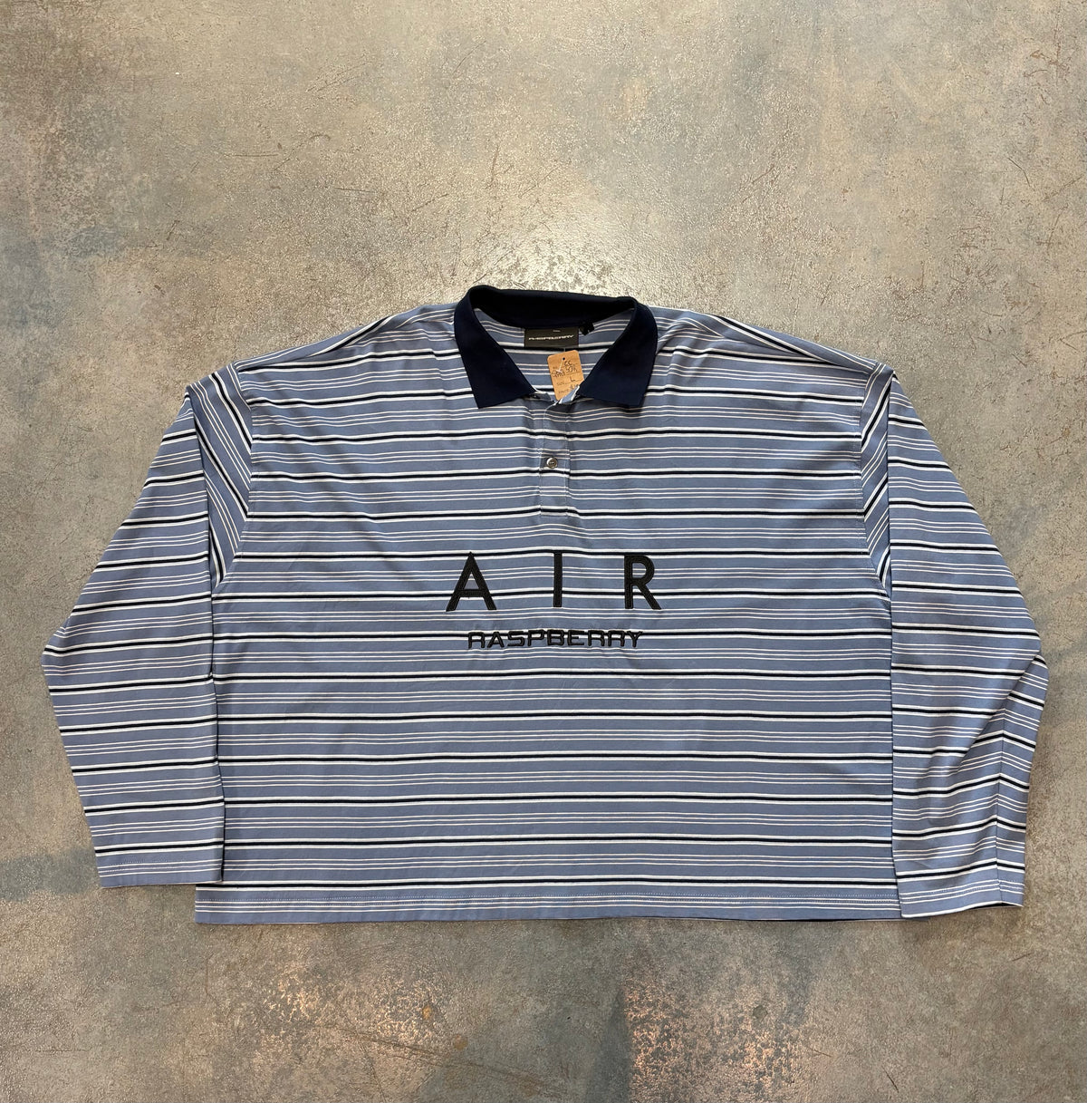 AIR Raspberry Long Sleeve Blue Stripes Polo