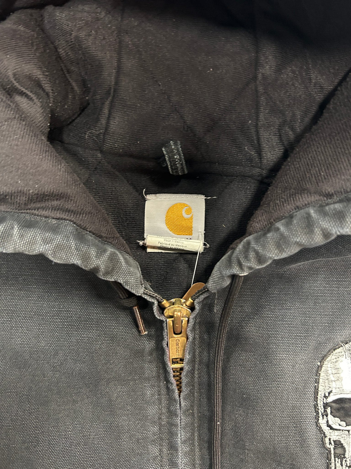 Vintage Carhartt Black Jacket Skull Patch Made In Mexico