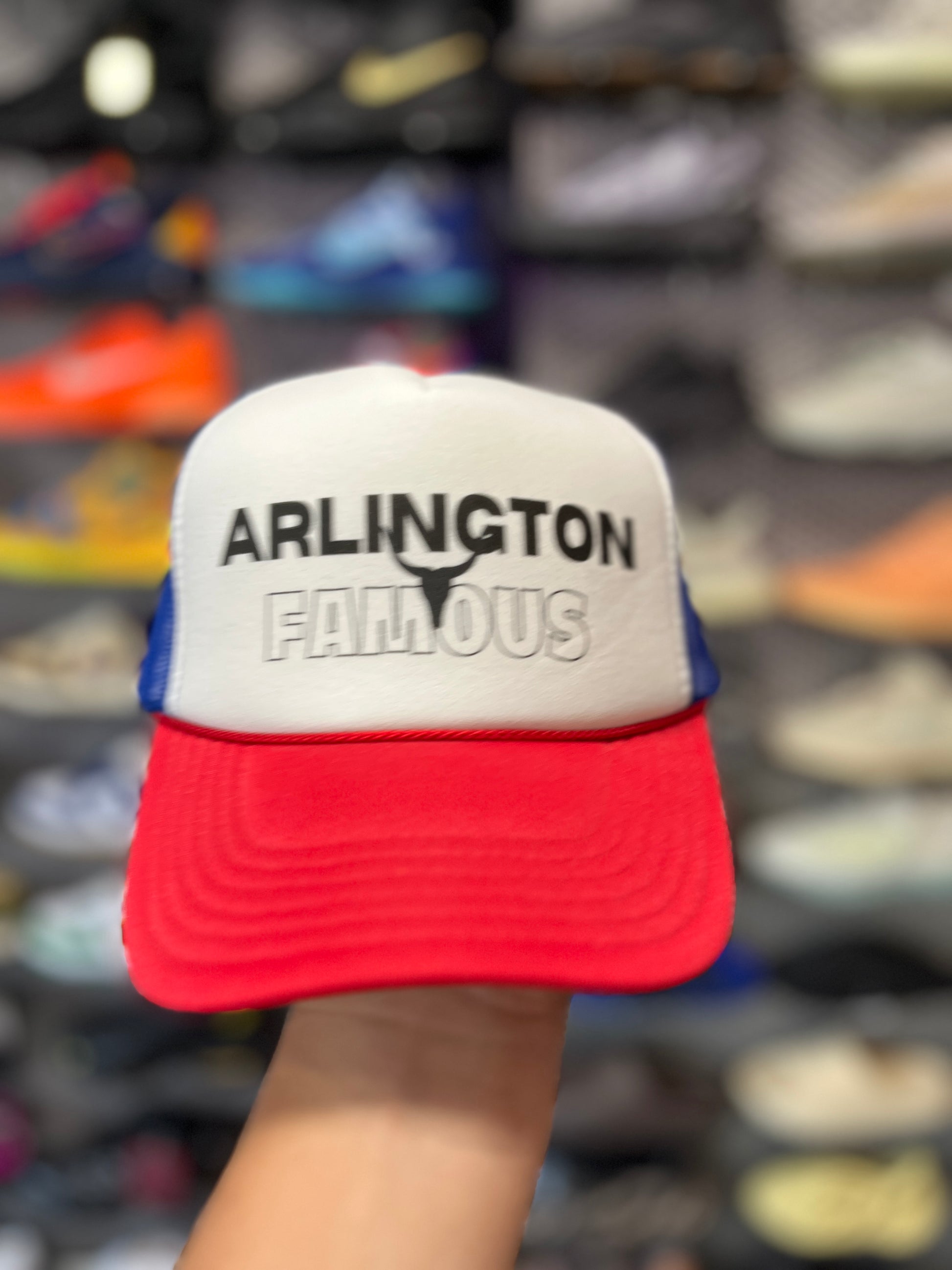 Arlington famous trucker hat blue red white OTF