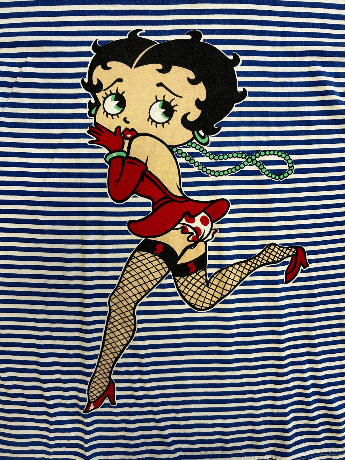 Vintage Betty Bop Blue White Striped Tee