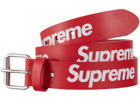 Supreme Repeat Leather Belt (SS23) Red