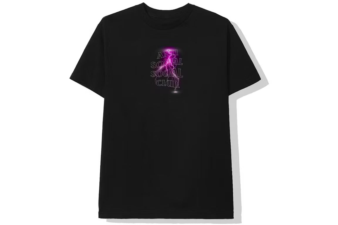 Antisocial purple lightning Black Tee