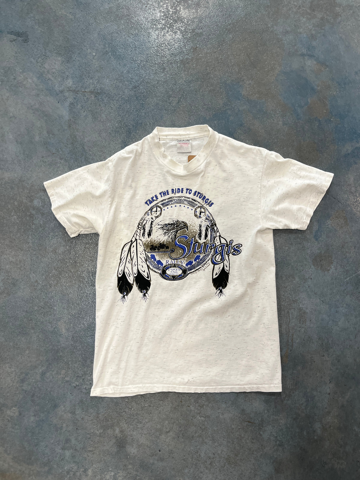 Vintage 1995 Black Hills ‘Take The ride To Sturgis’ 55th Annual Sturgis Rally White Graphic T-Shirt