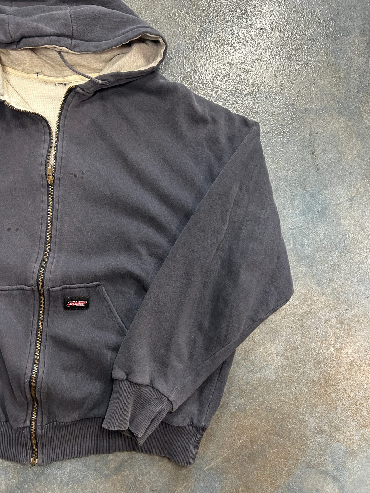 Vintage Dickies White Waffle Lining Dark Gray Zip Up
