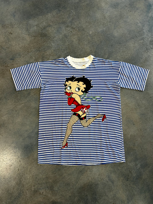 Vintage Betty Bop Blue White Striped Tee
