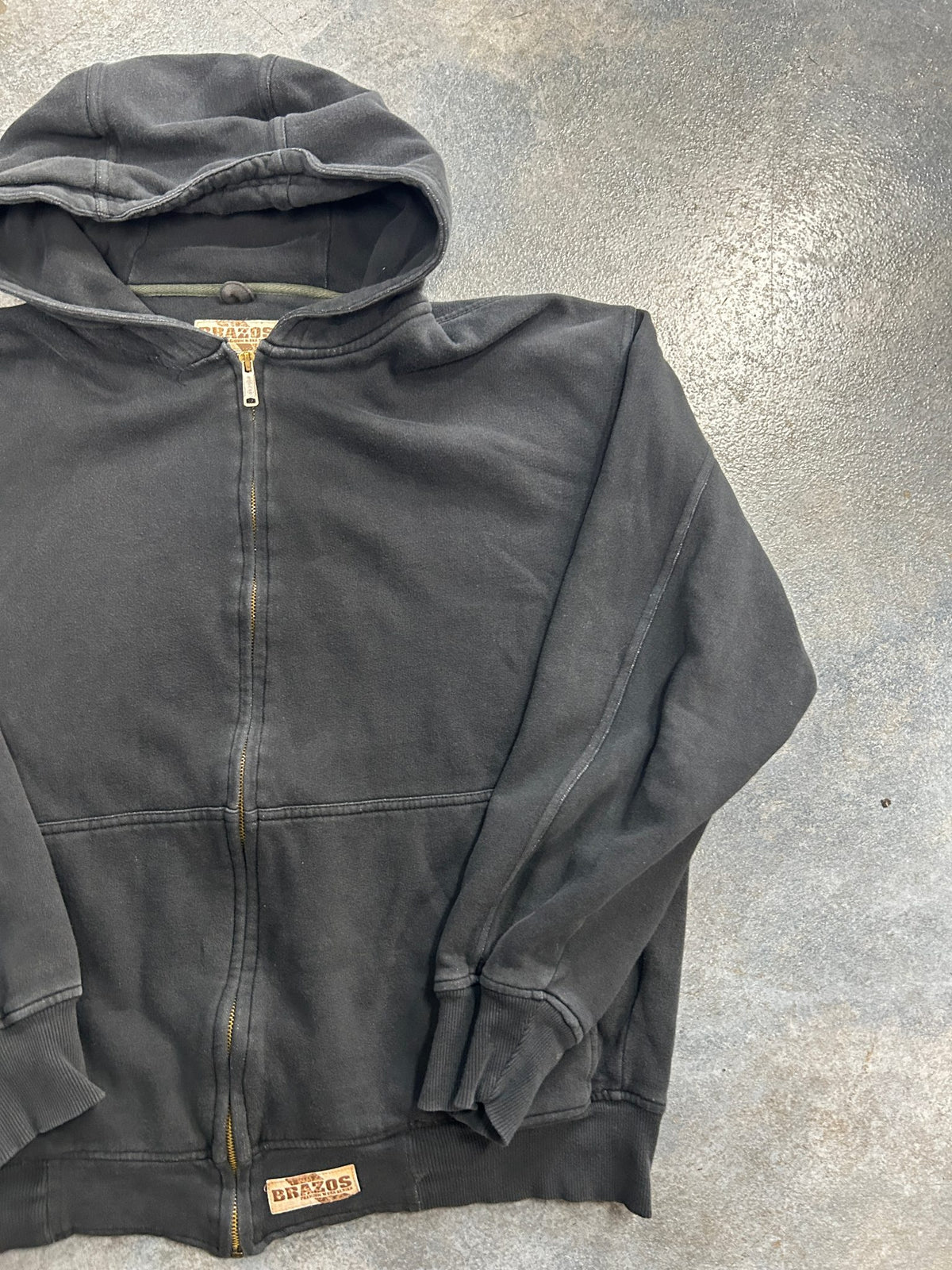 Vintage Brazos Thermal Green Lining Black Zip Up