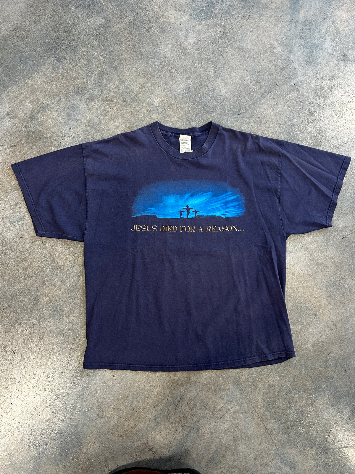Vintage "Jesus Dies For A Reason" Dark Blue Tee