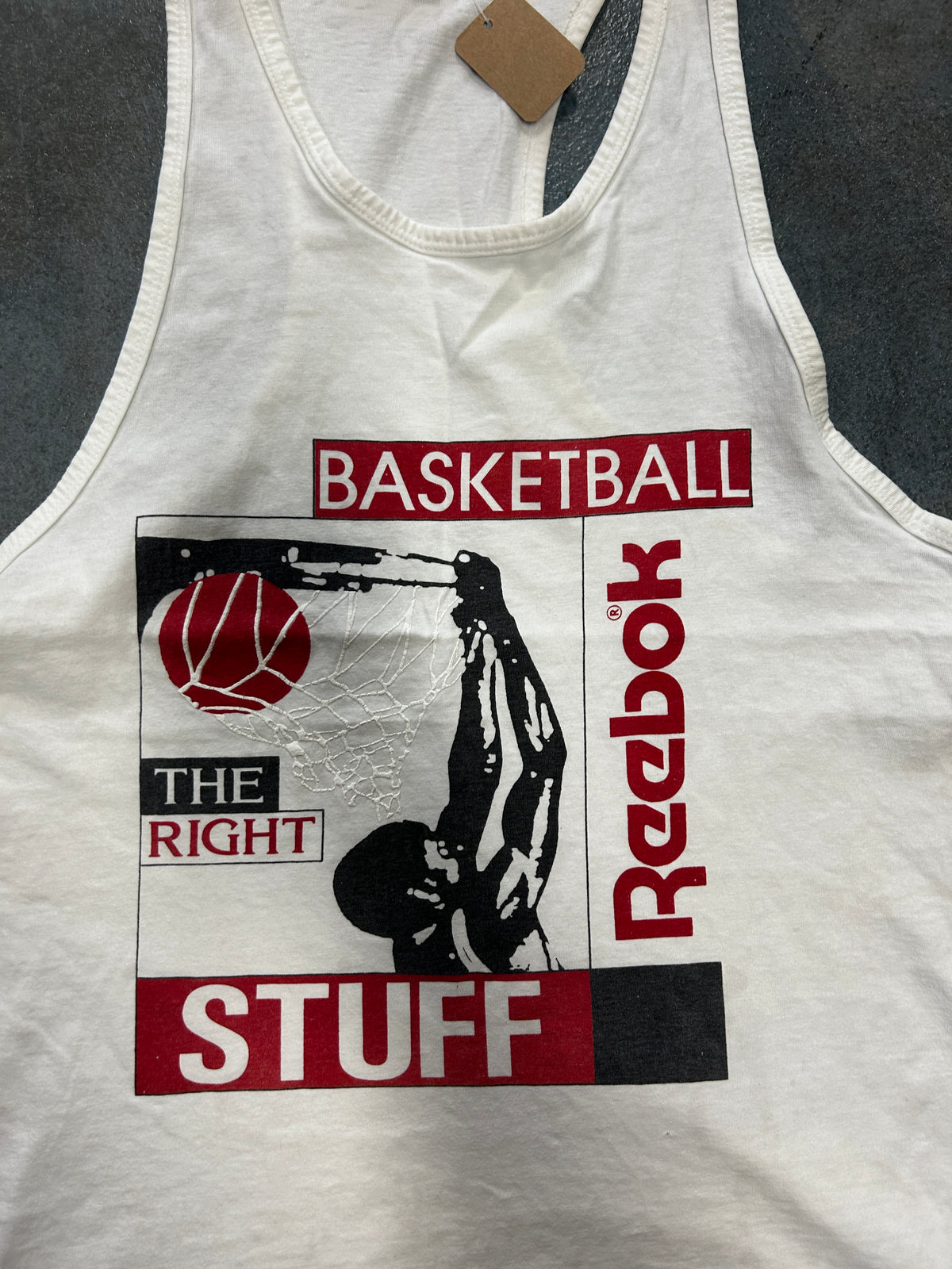 Vintage White Tank Top The Right Stuff BasketBall