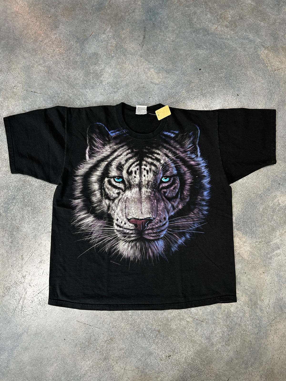 Vintage 1998 Liquid Blue White Tiger T Shirt Double Sided Graphic Men XL (SC) B66