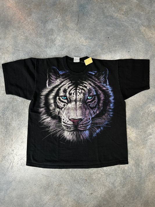 Vintage 1998 Liquid Blue White Tiger T Shirt Double Sided Graphic Men XL (SC) B66