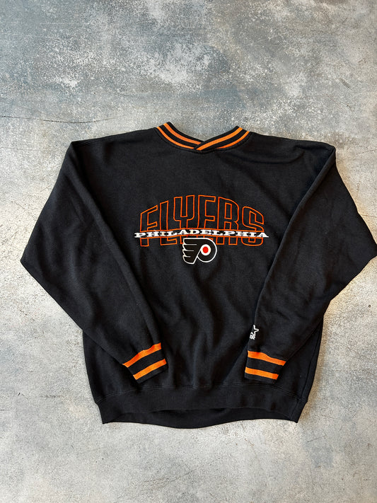 Vintgae Starter Philadelphia Flyers Crew Neck Black Orange