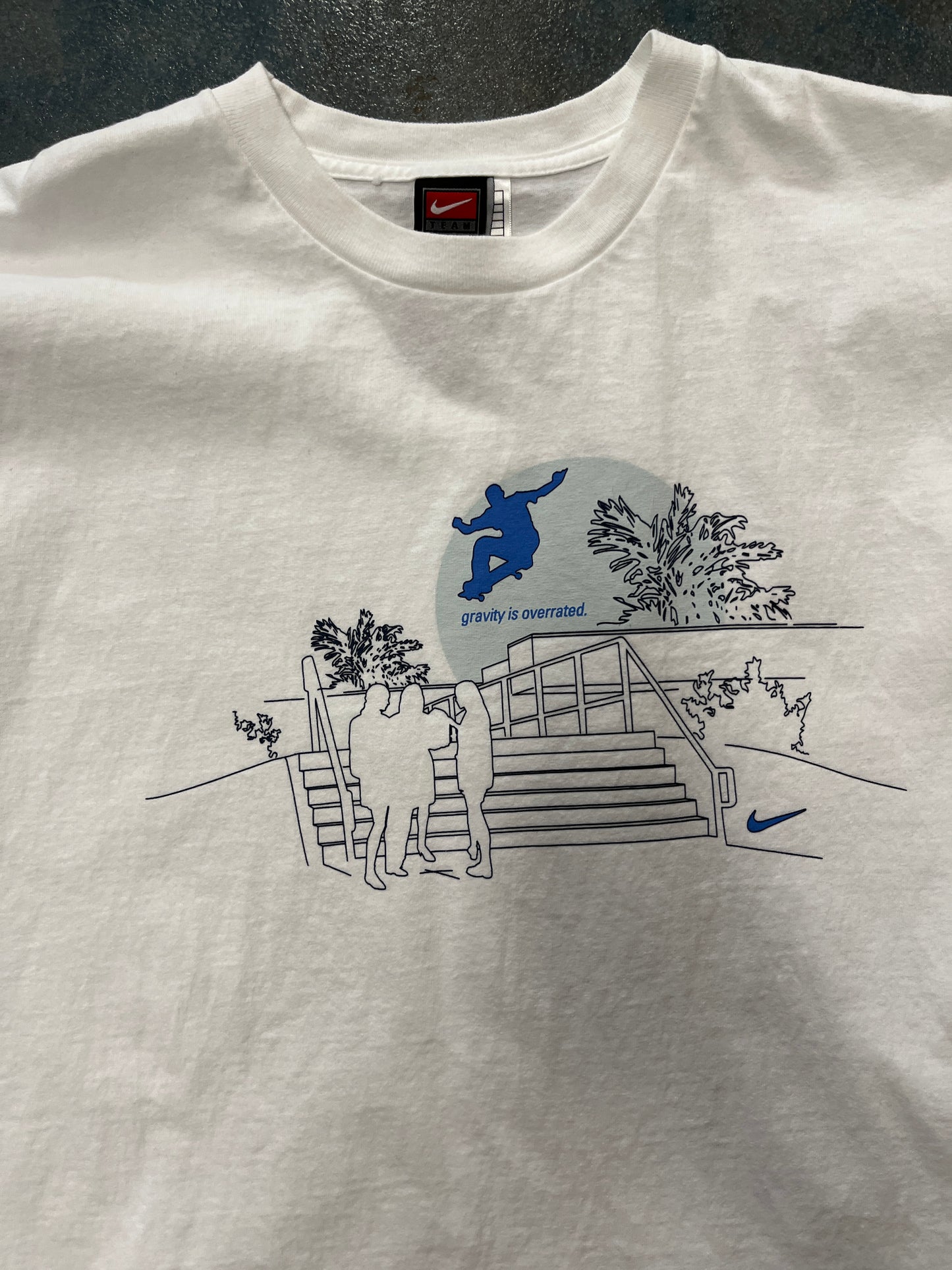 Vintage Nike Team Gravity Is Overrated White T-Shirt Skating OTF