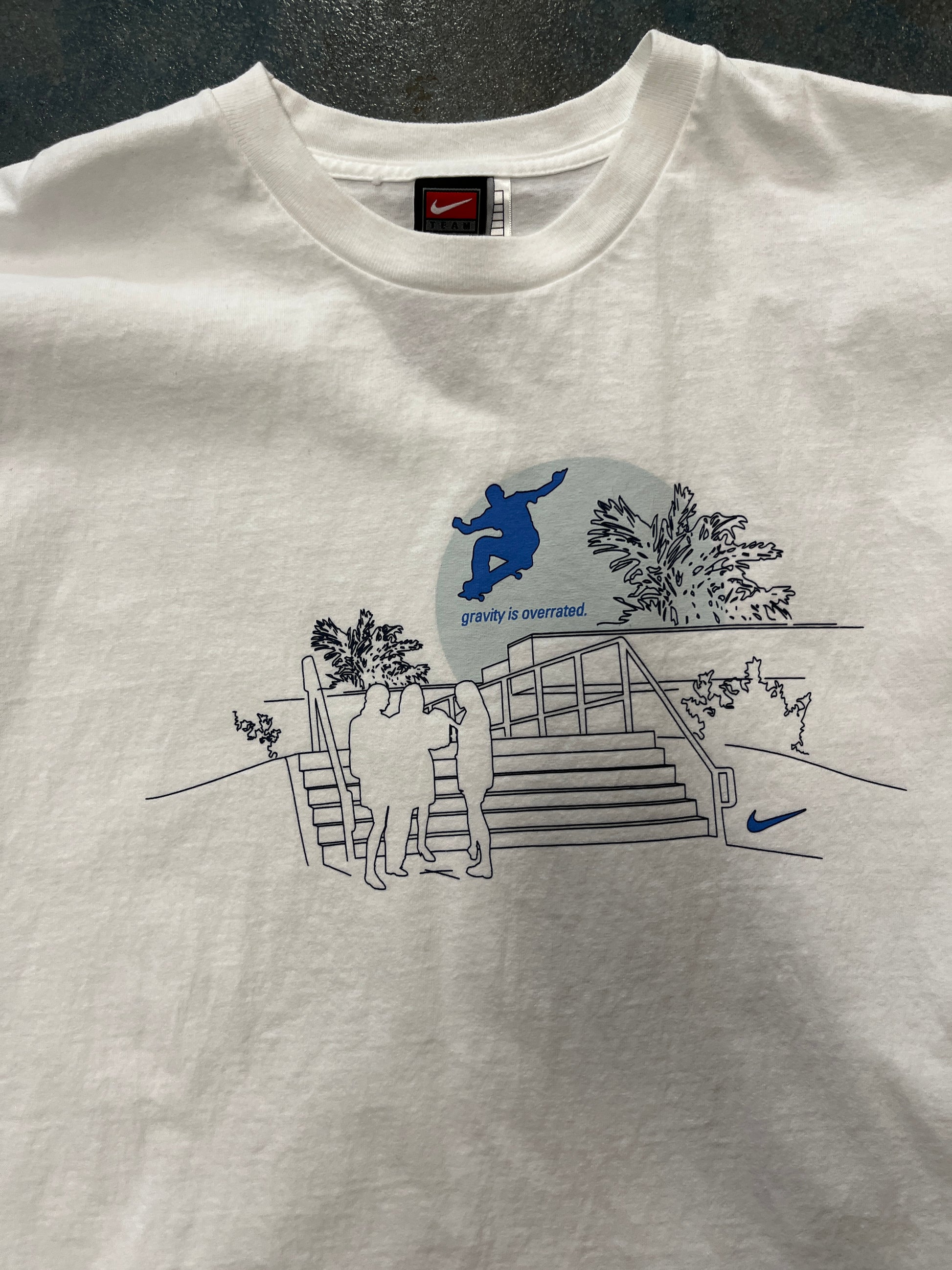 Vintage Nike Team Gravity Is Overrated White T-Shirt Skating OTF