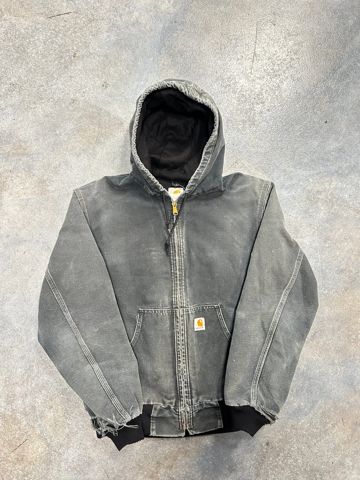 Vintage Carhartt Distressed Hooded Jacket Dark Wash