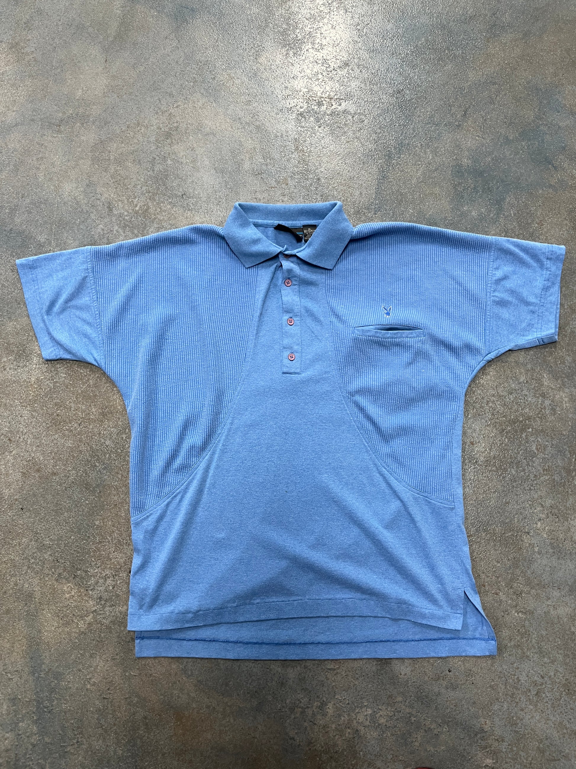 Playboy baby blue button up collar T-Shirt B38