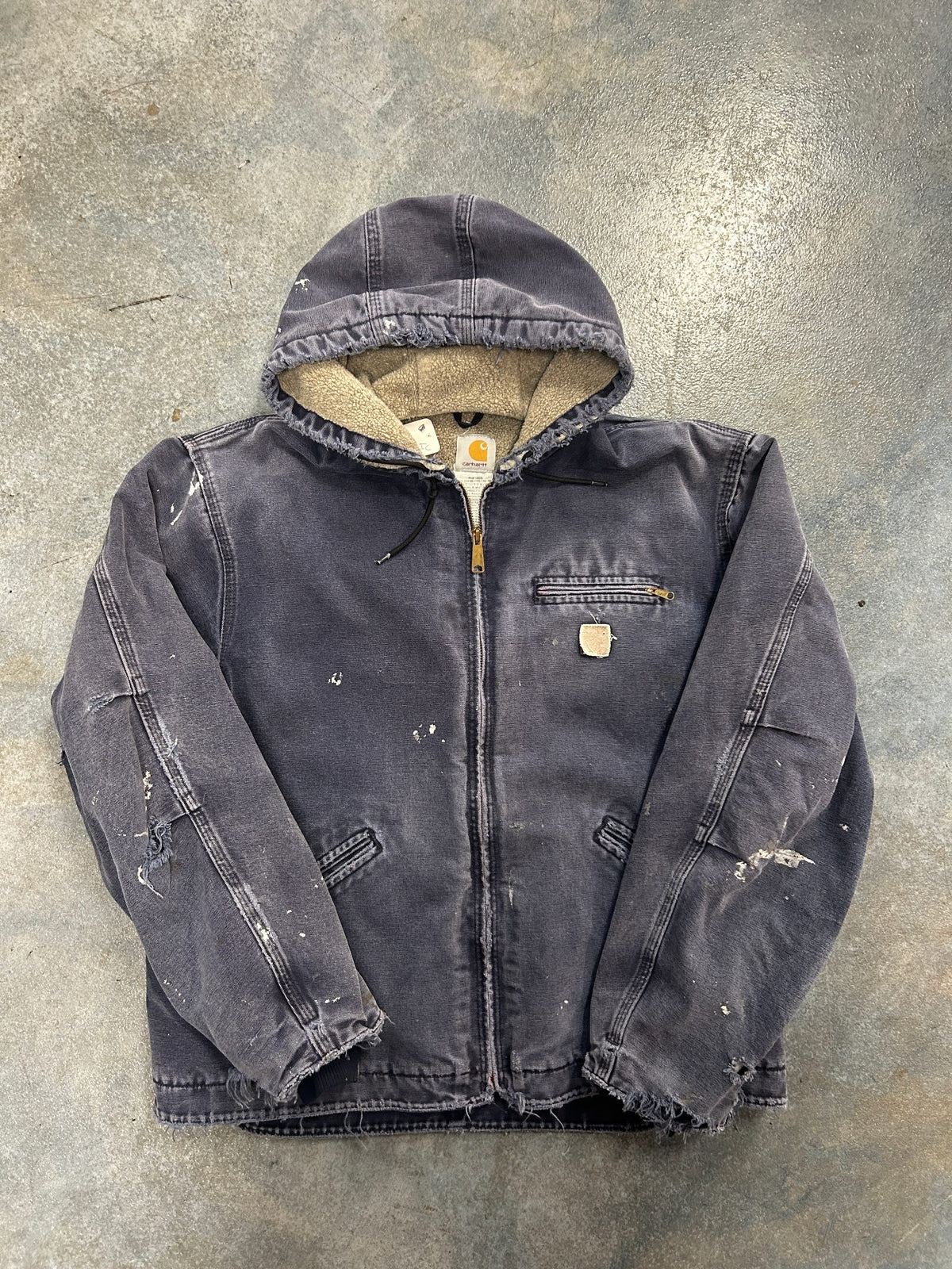 Vintage Carhartt Trash Hooded Jacket Navy Altered