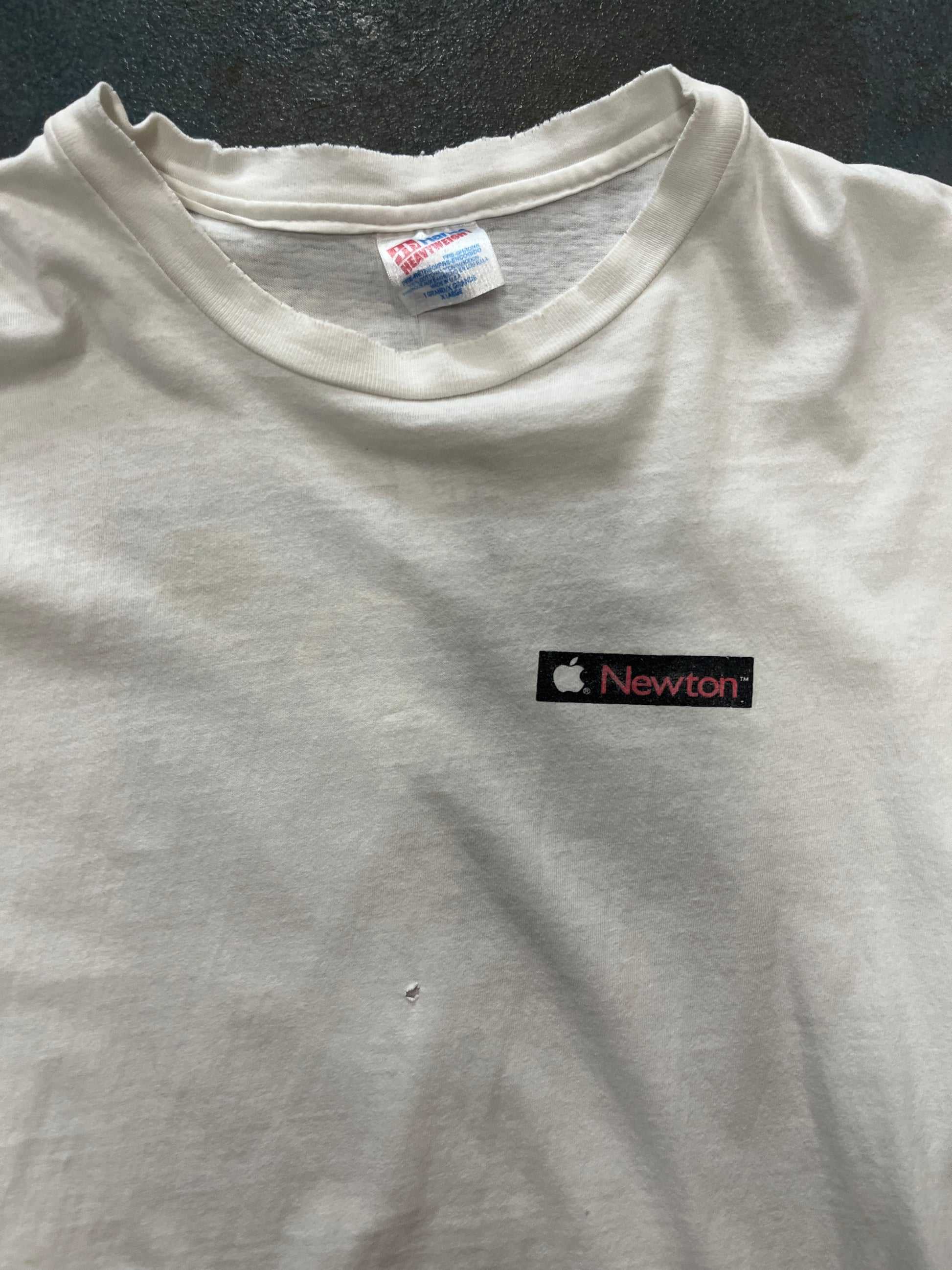 Vintage 90s Apple Newton Logo Hanes White T-Shirt OTF