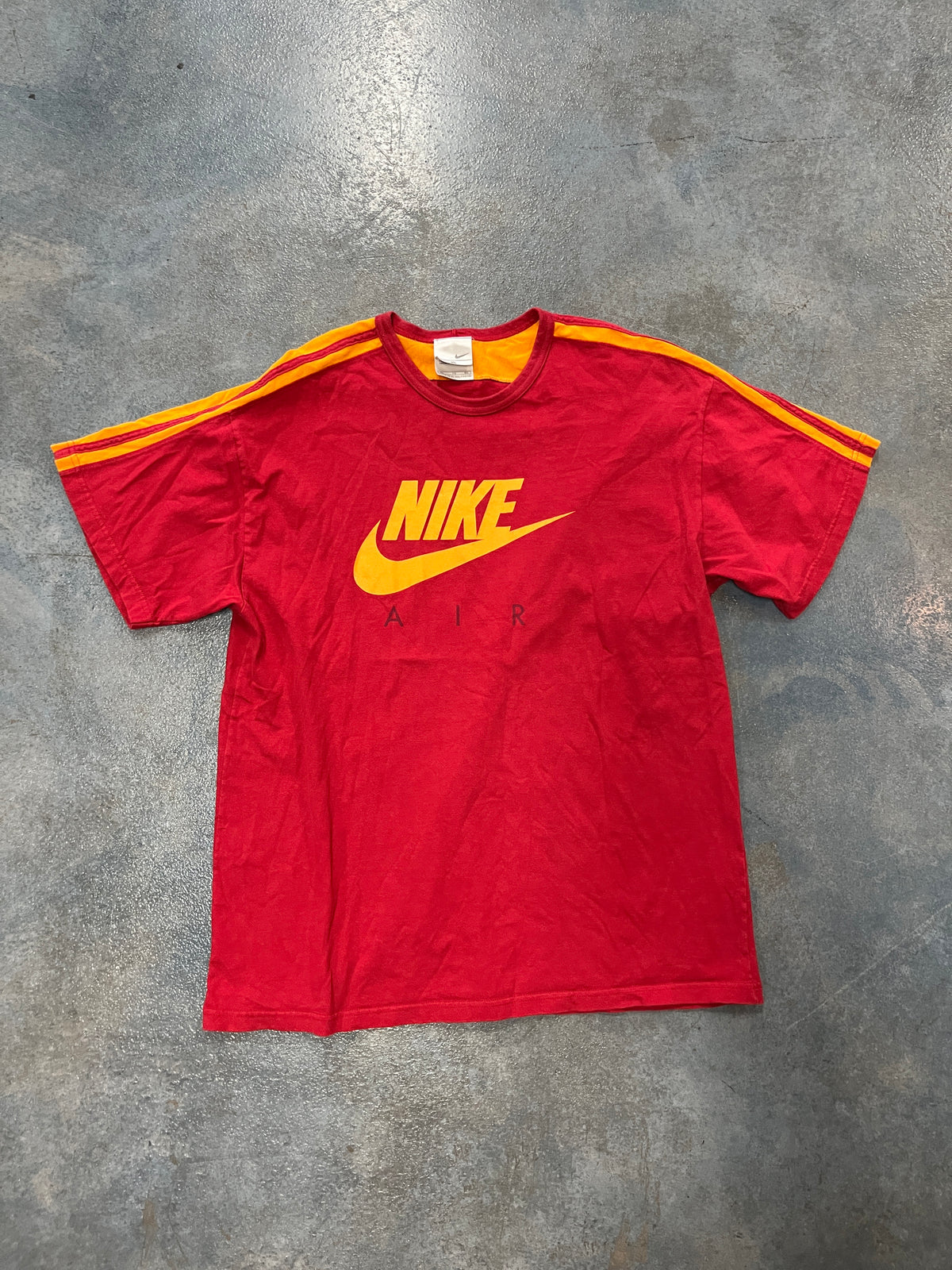 Vintage Rare Nike Air Red Tee Orange Swoosh Strippped sleeve (E) B66