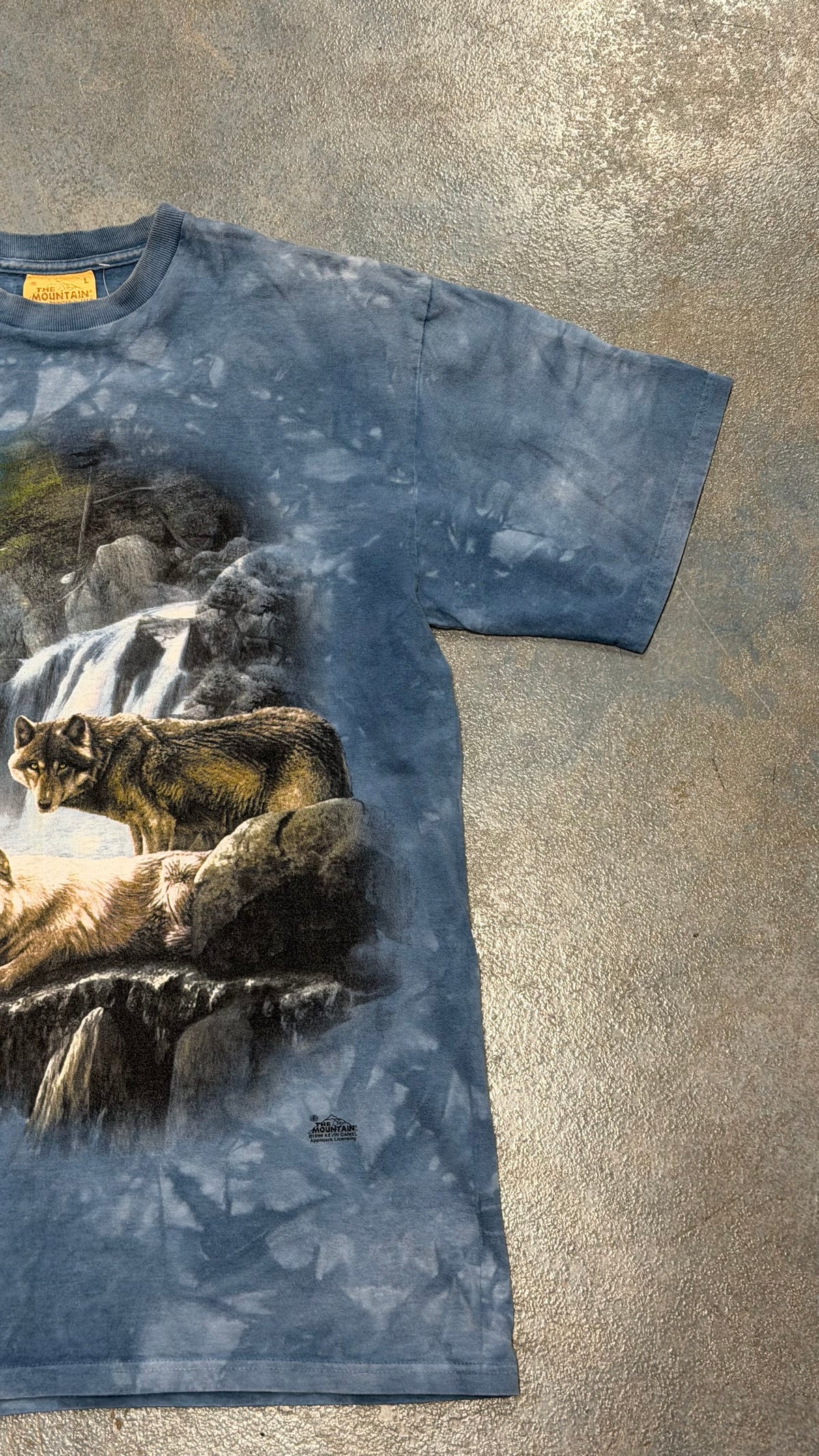 Vintage The Mountain Wolf Waterfall Mountain Blue Tee