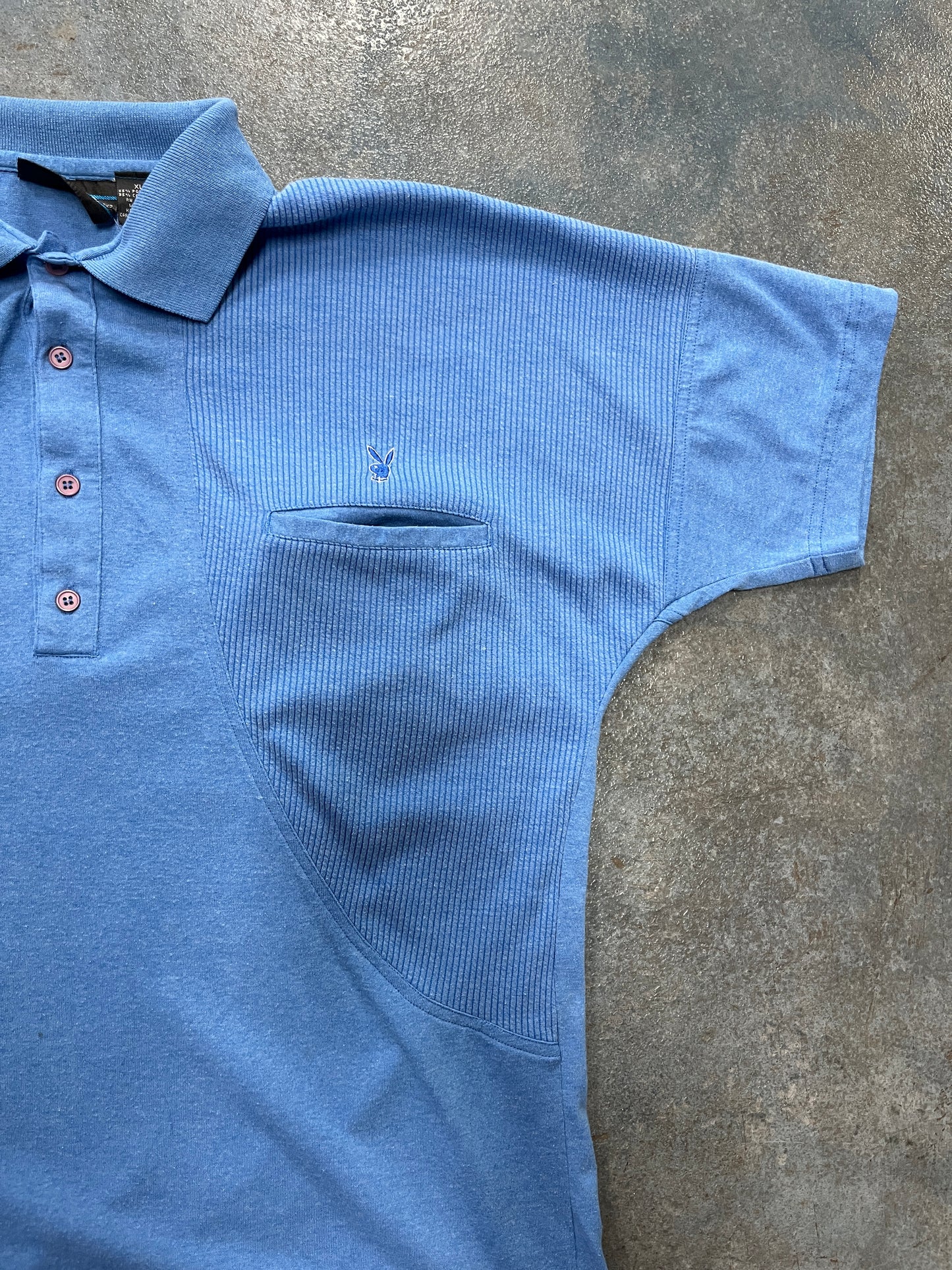 Playboy baby blue button up collar T-Shirt B38