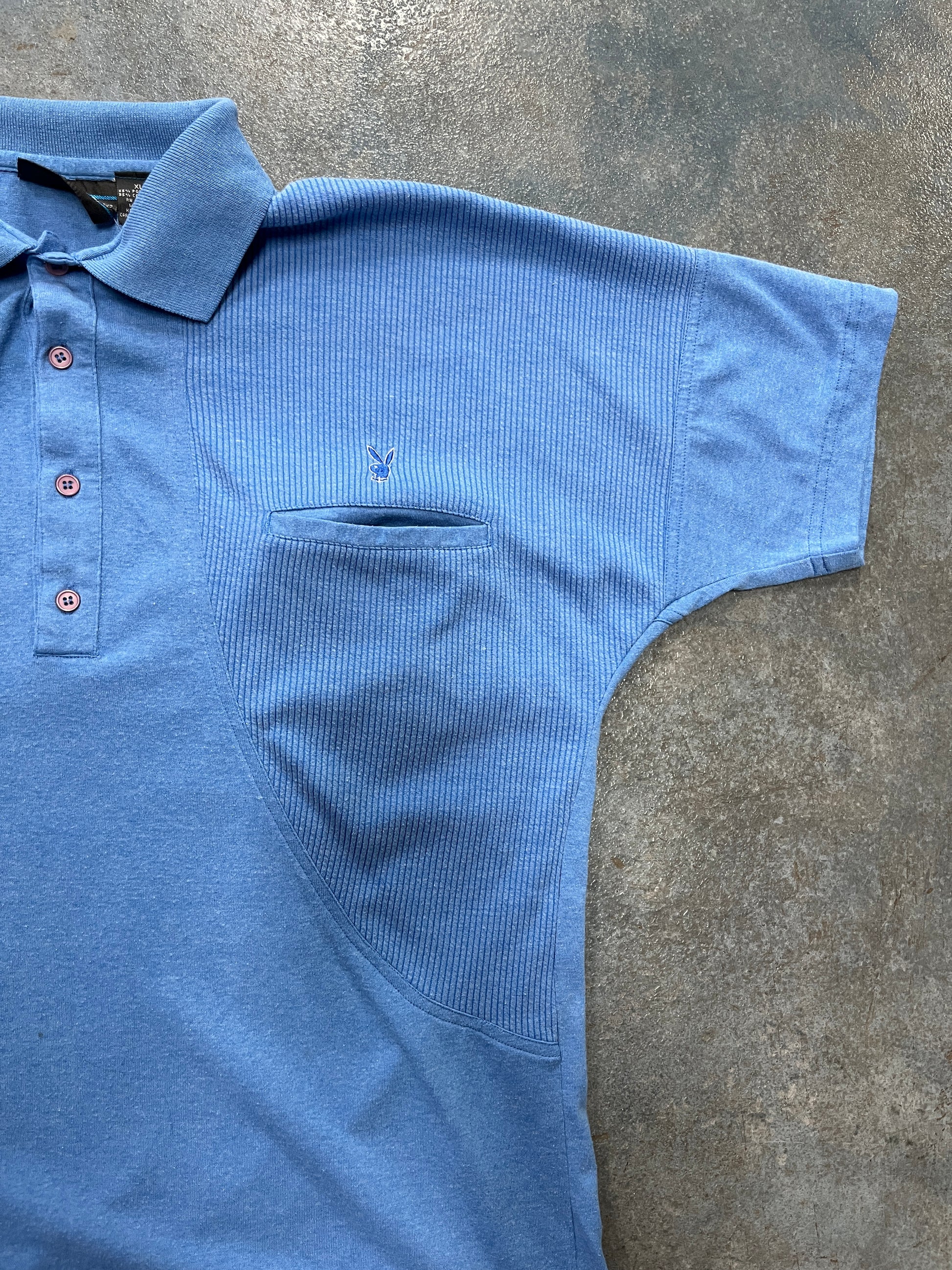 Playboy baby blue button up collar T-Shirt B38