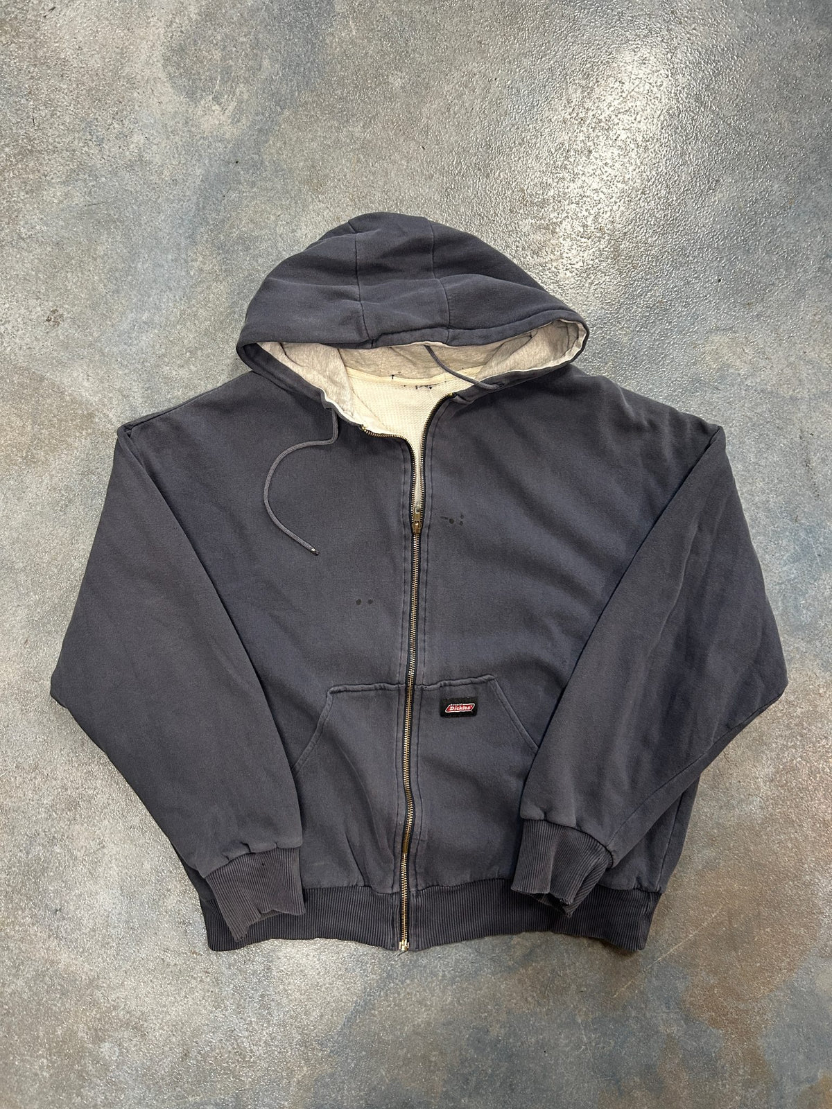 Vintage Dickies White Waffle Lining Dark Gray Zip Up